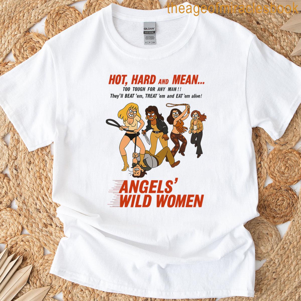 Angels Wild Women Cult 70s Grindhouse Biker Chick Oversized T-shirt
