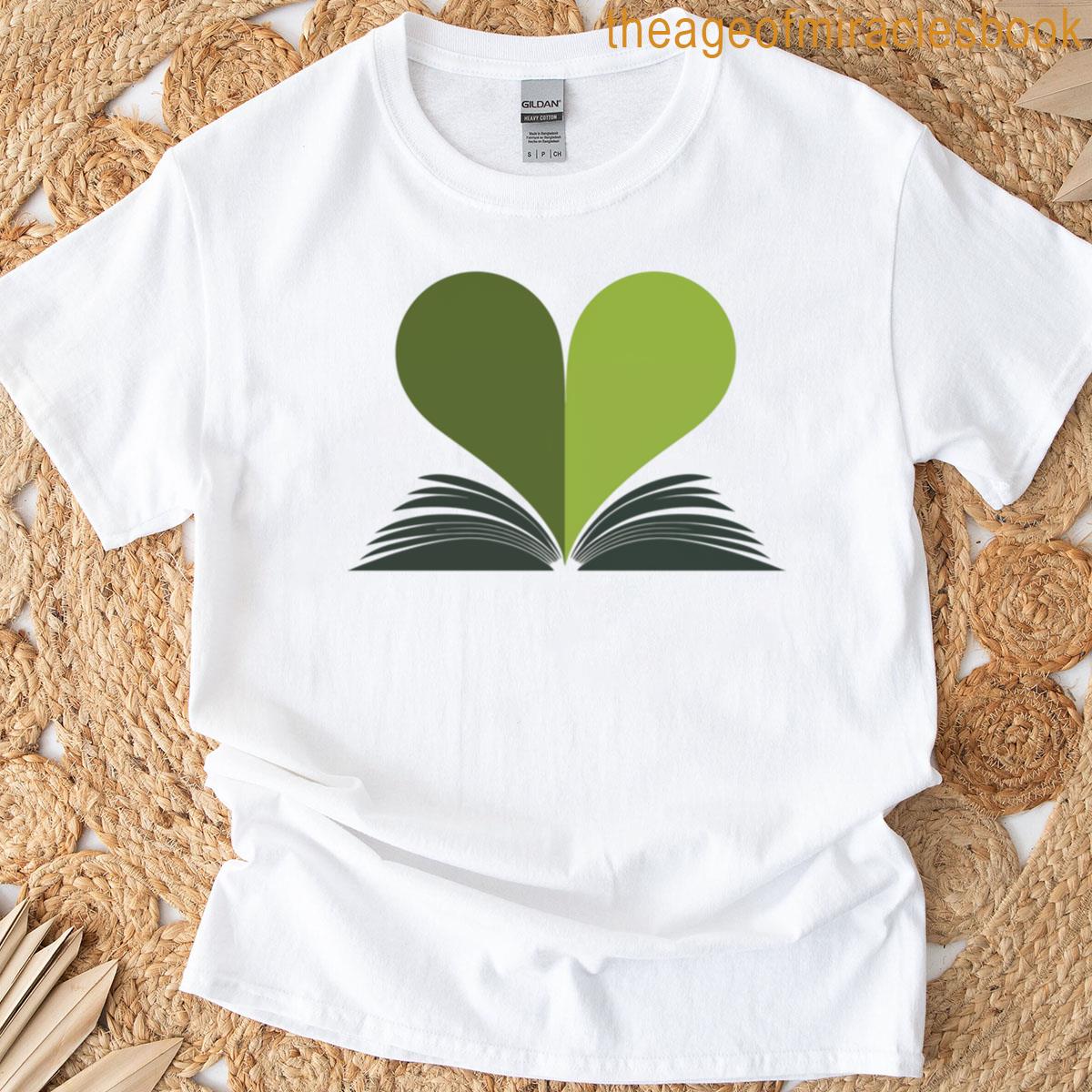 Green Heart Reading Escape With Whimsical Bookish Vibes T-shirt