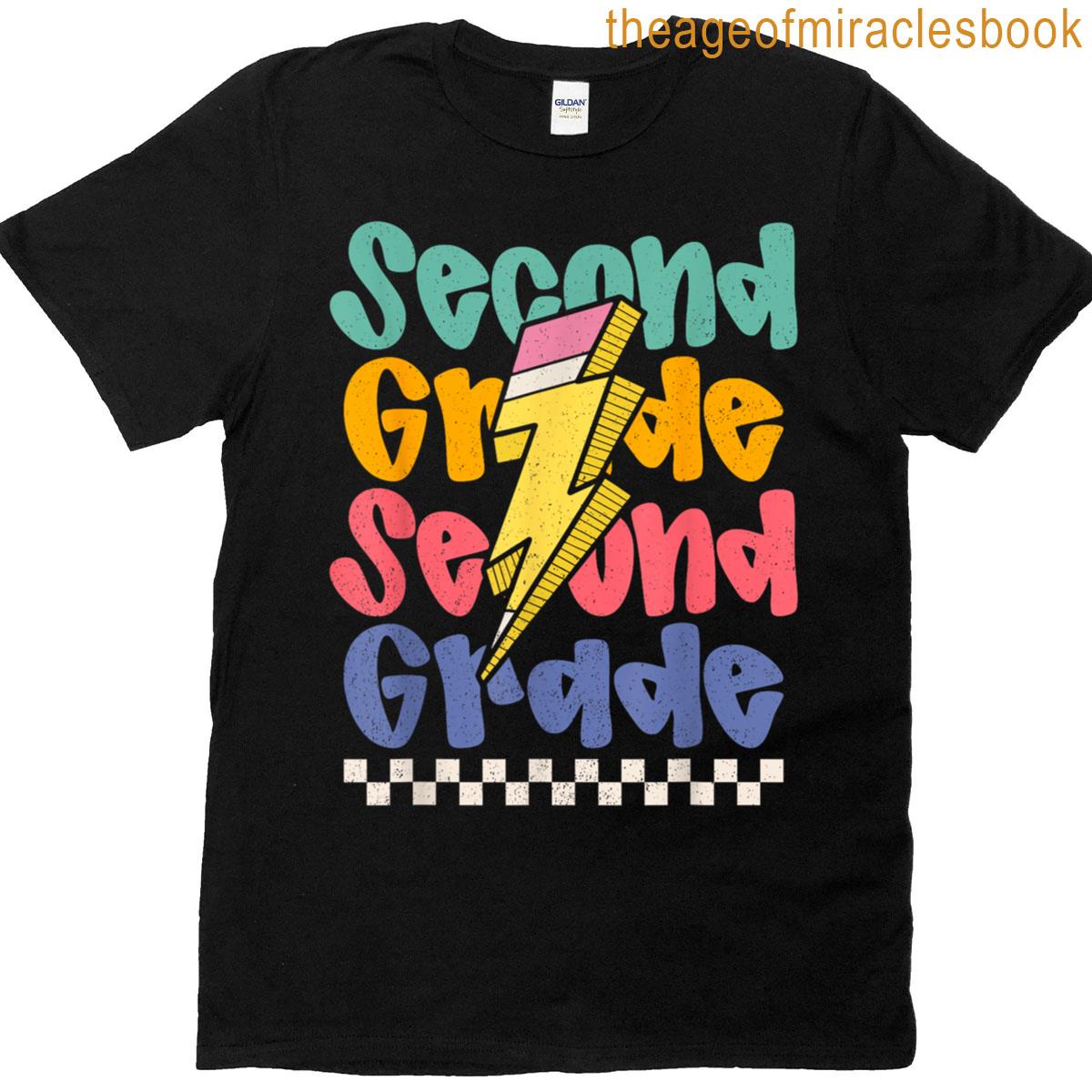 2nd Grade Lightning Bolt Pencil Teacher Back To School Kids T-shirt