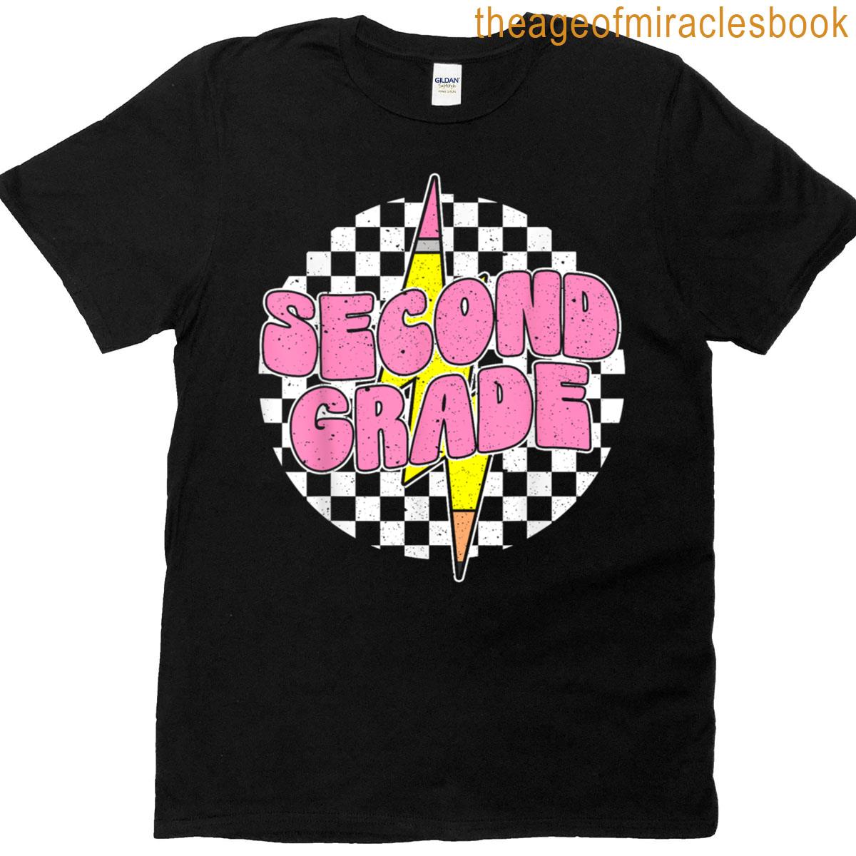 2nd Grade Teacher Lightning Bolt Pencil Back To School Kid T-shirt