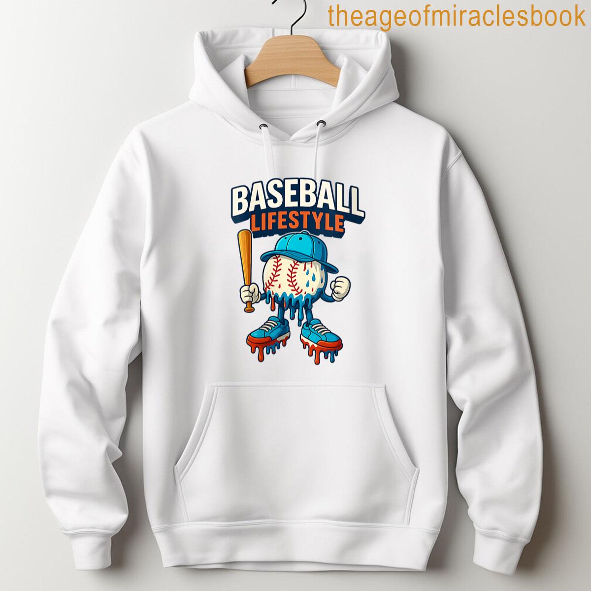 Alternative view of Womens Baseball Lifestyle Home Plate Ice Cream Drip Men Boys Kids T-shirt