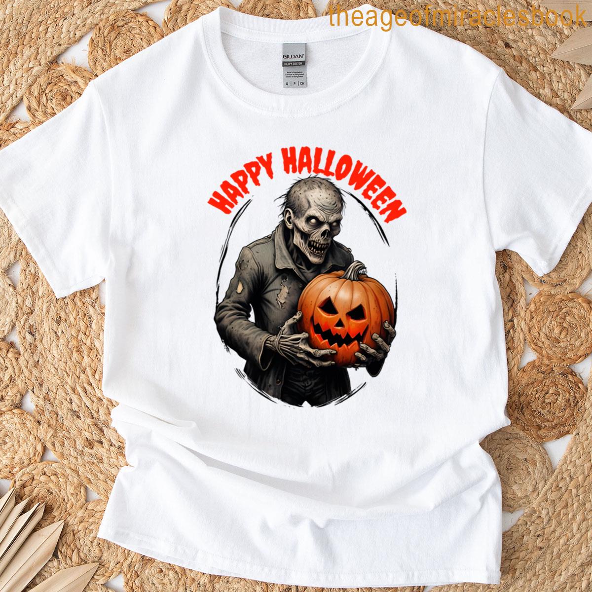 Zombie With Pumpkin – Happy Halloween T-shirt