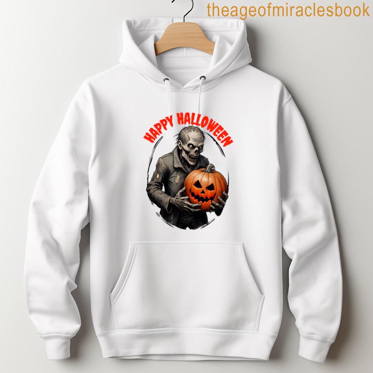 Alternative view of Zombie With Pumpkin - Happy Halloween T-shirt
