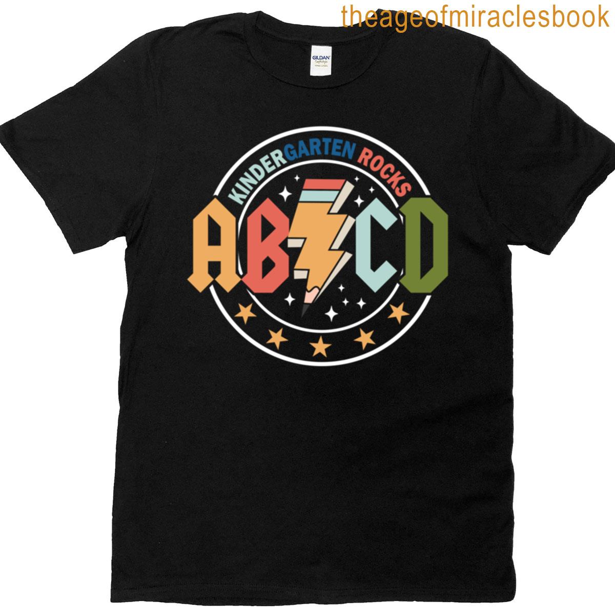 Kindergarten Rocks Back To School Retro Vintage First Day Of School Teacher Kids Funny T-shirt