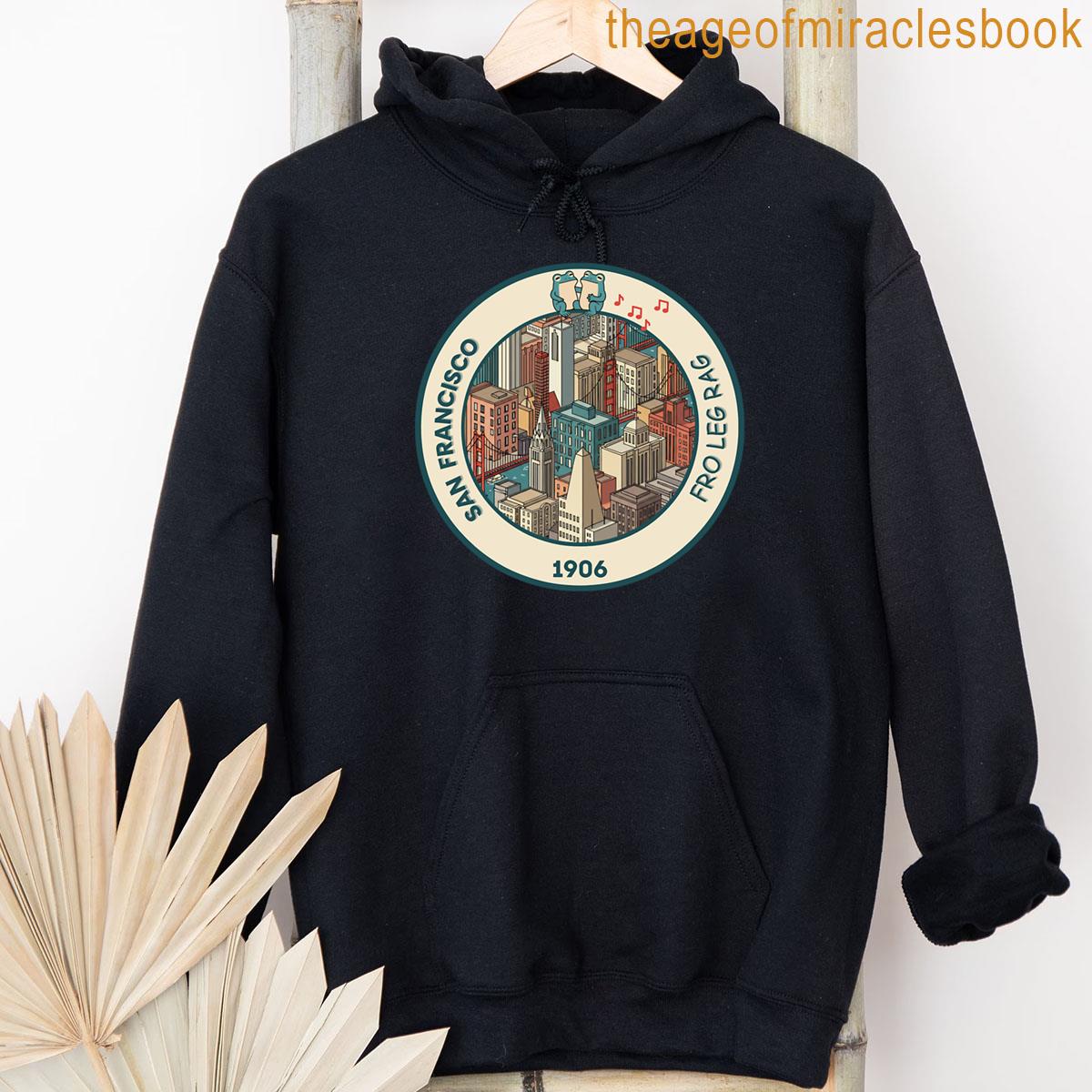 Alternative view of 1906 - San Francisco Reborn With Music Frogs On The Skyline T-shirt
