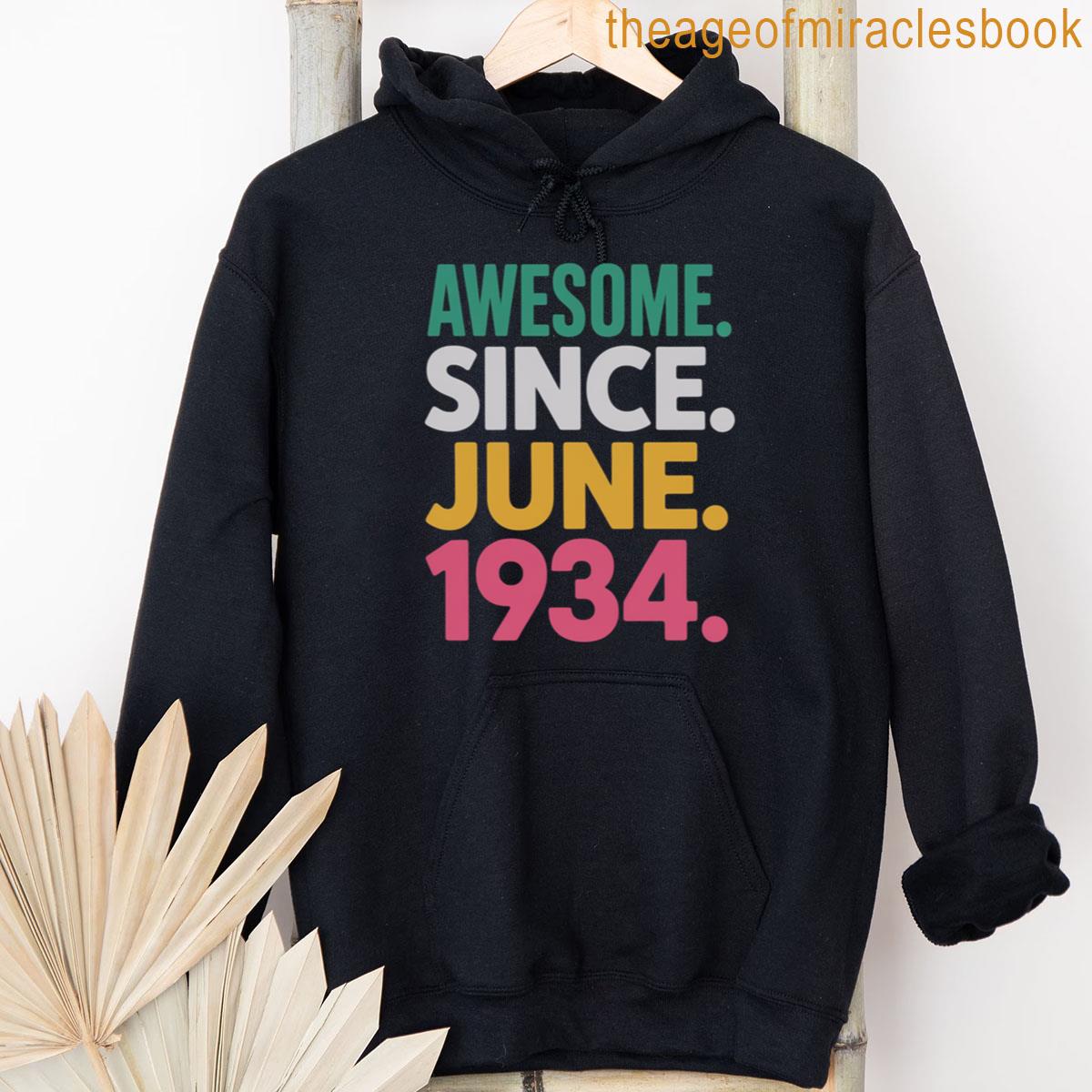 Alternative view of 91 Years Old Awesome Since June 1934 91st Birthday Fitted T-shirt