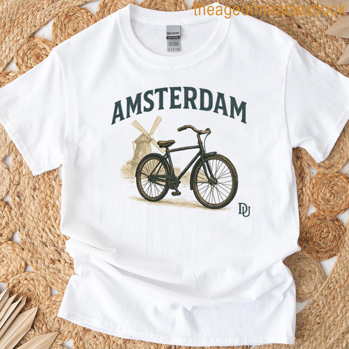 Amsterdam Bike Windmill Vintage Poster T-shirt