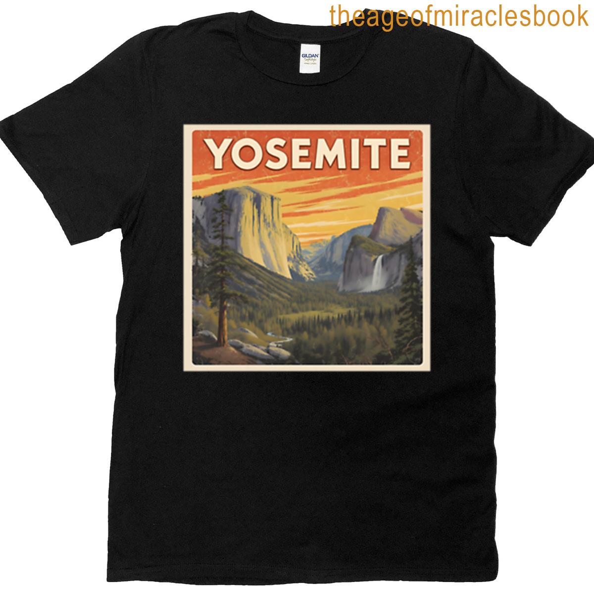 Yosemite National Park Retro Travel Poster Premium T-shirt