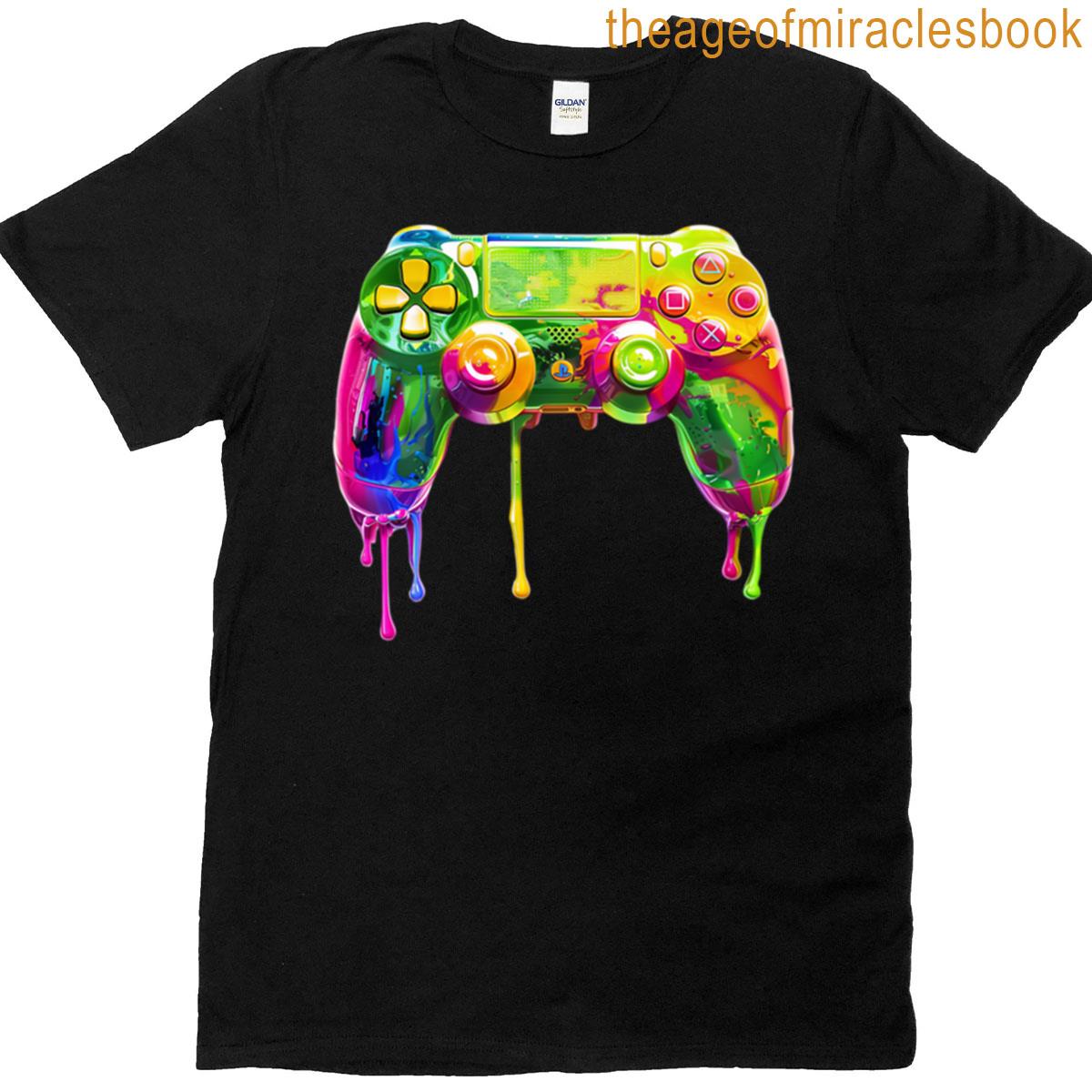 3d Neon Dripping Video Game Controller Gamer Pop Art High-res 300dpi T-shirt