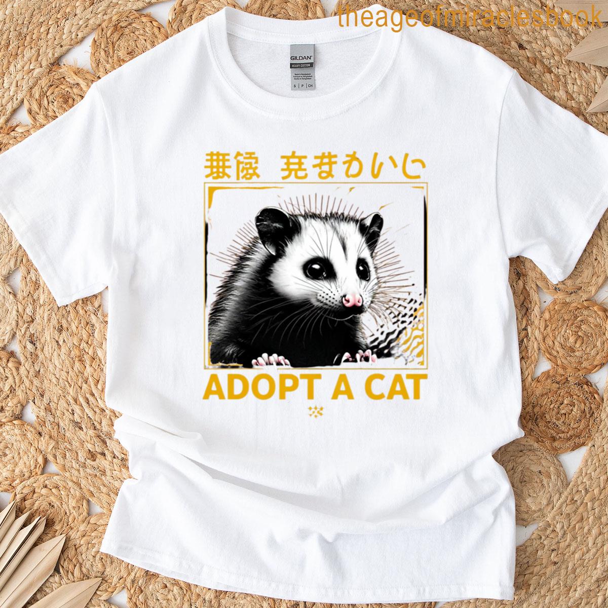 Adopt A Cat – Funny Opossum In A Cat Adoption Poster T-shirt