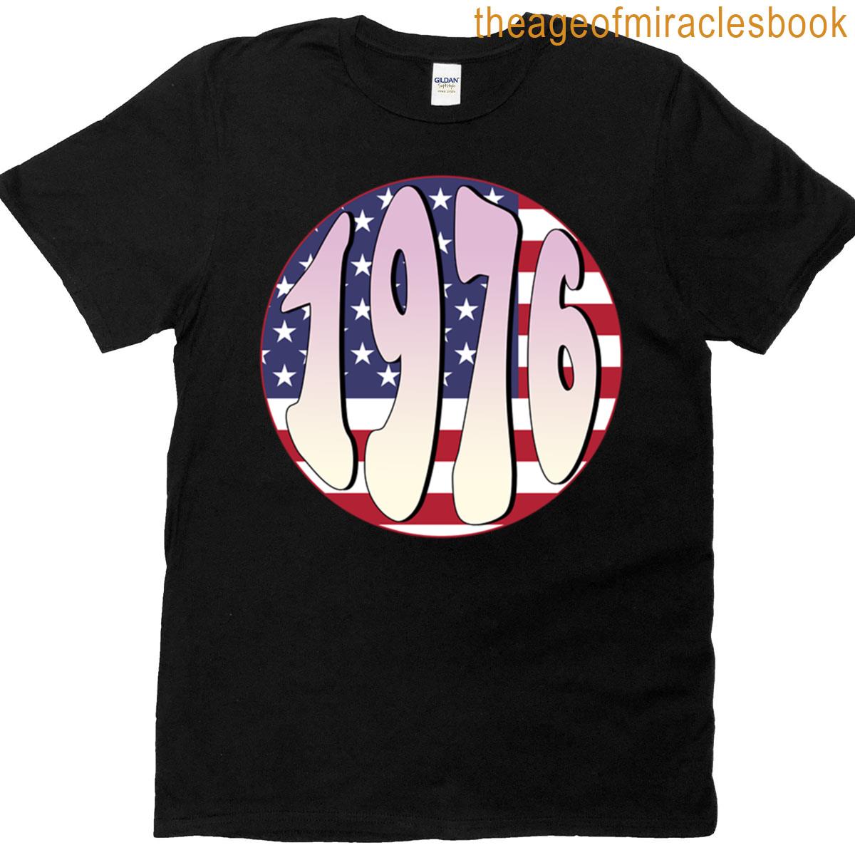 1976 Round Badge Design With Us Flag T-shirt