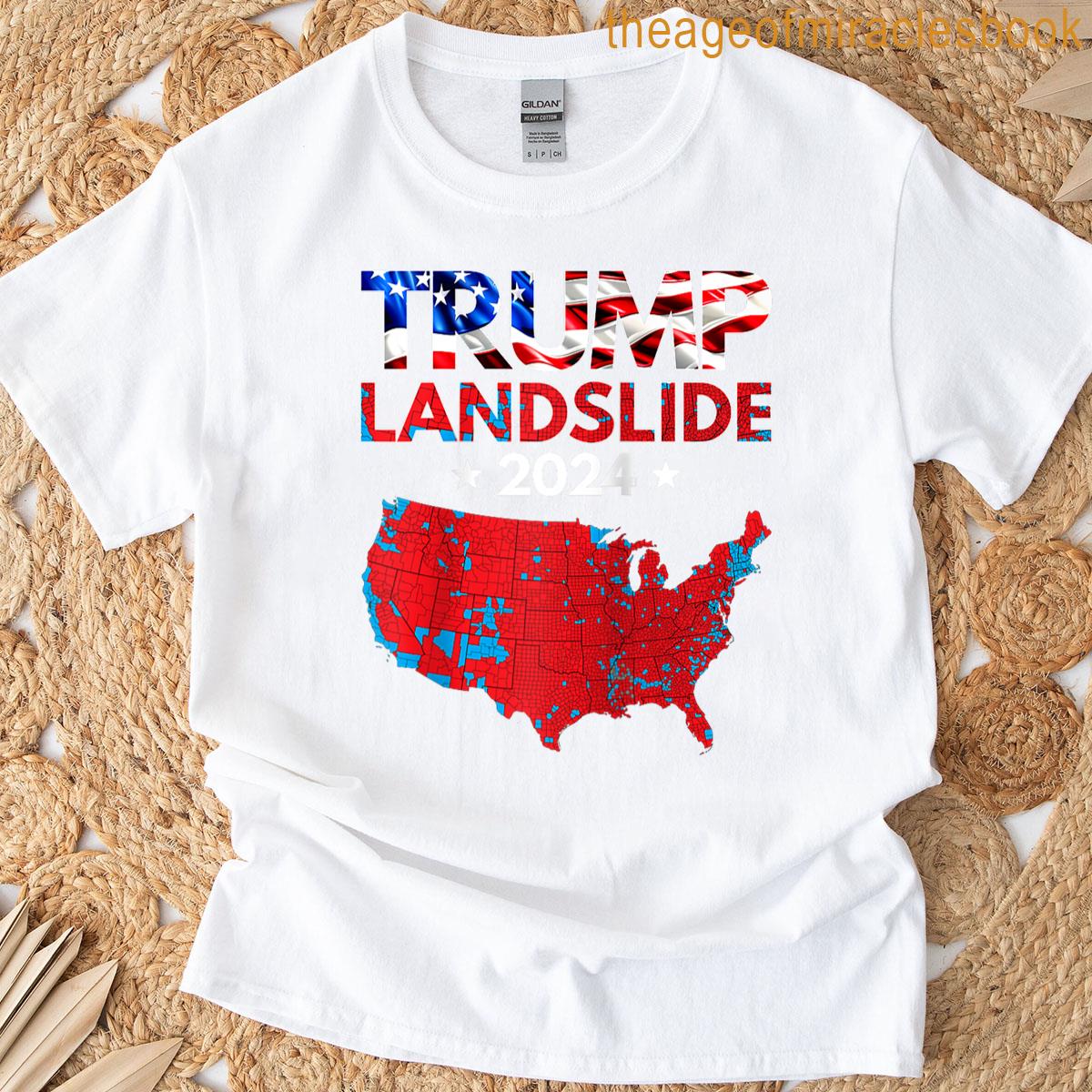 2024 Electoral Map Trump Landslide Red Election Map Men Raglan Baseball Tee T-shirt