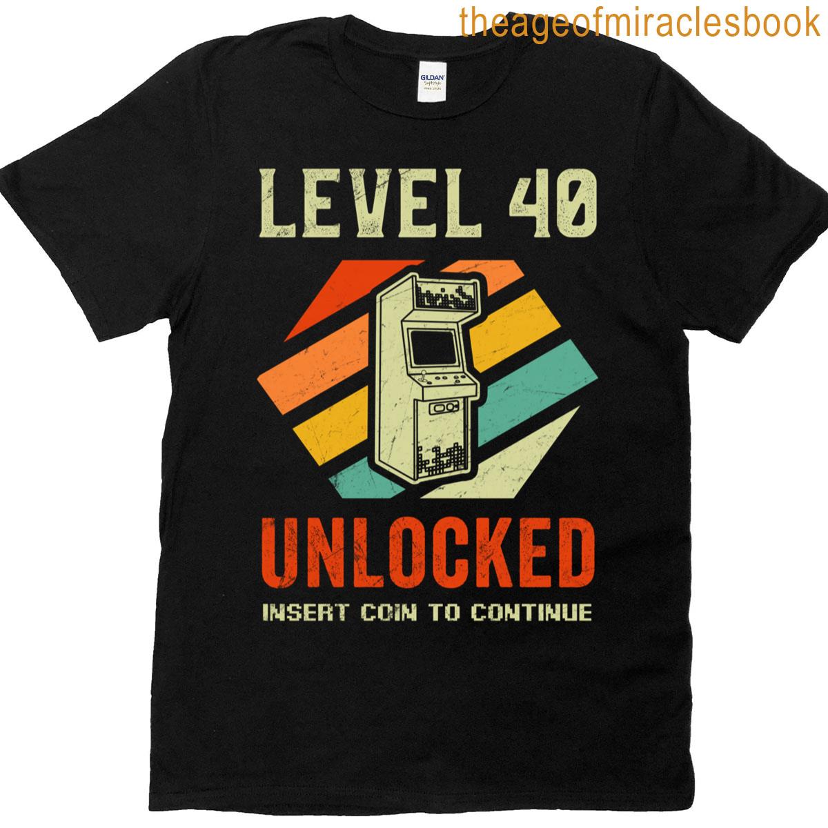 40th Birthday Retro Gamer Level 40 Unlocked T-shirt
