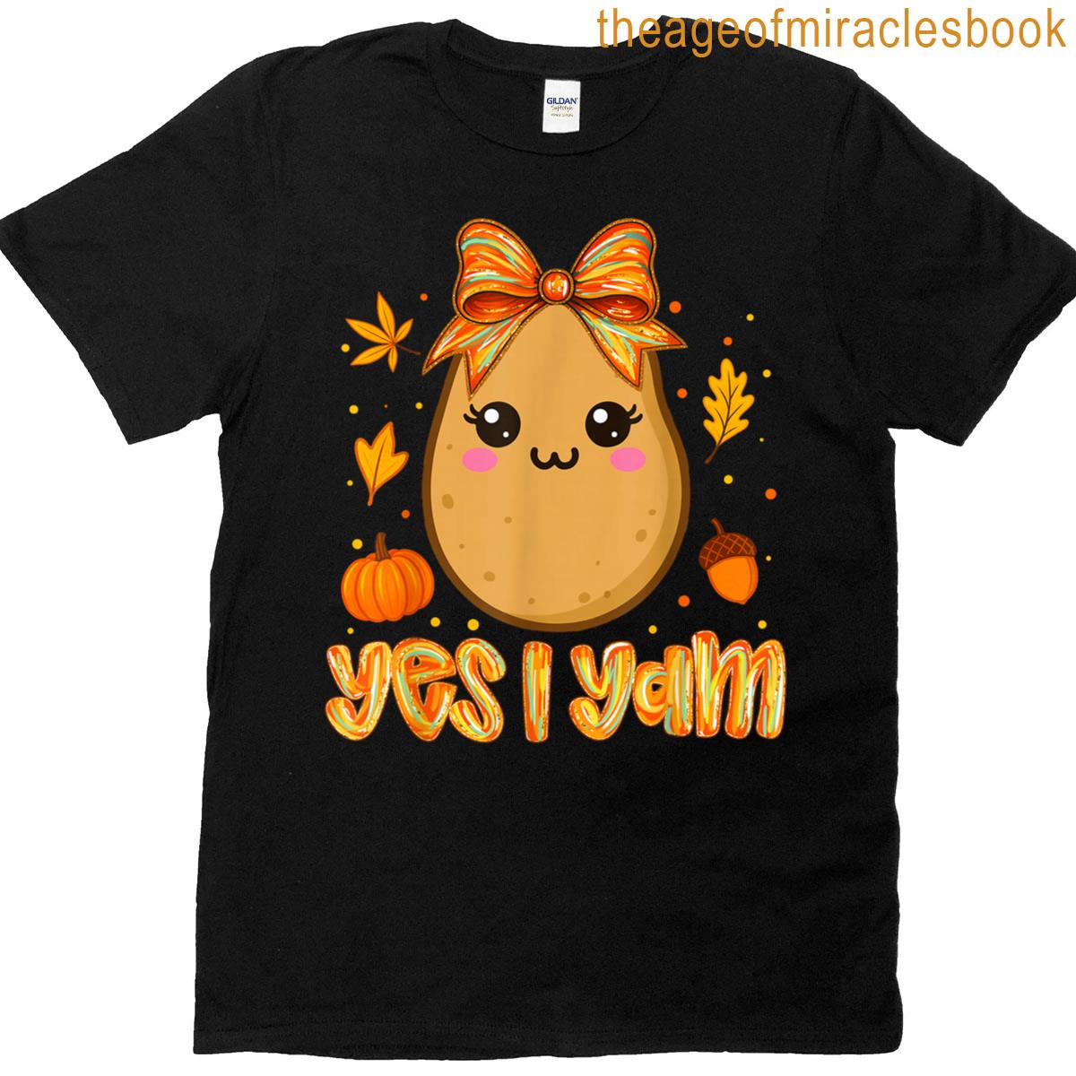 Yes I Yam Preppy Potato Thanksgiving Matching Couple Women T-shirt