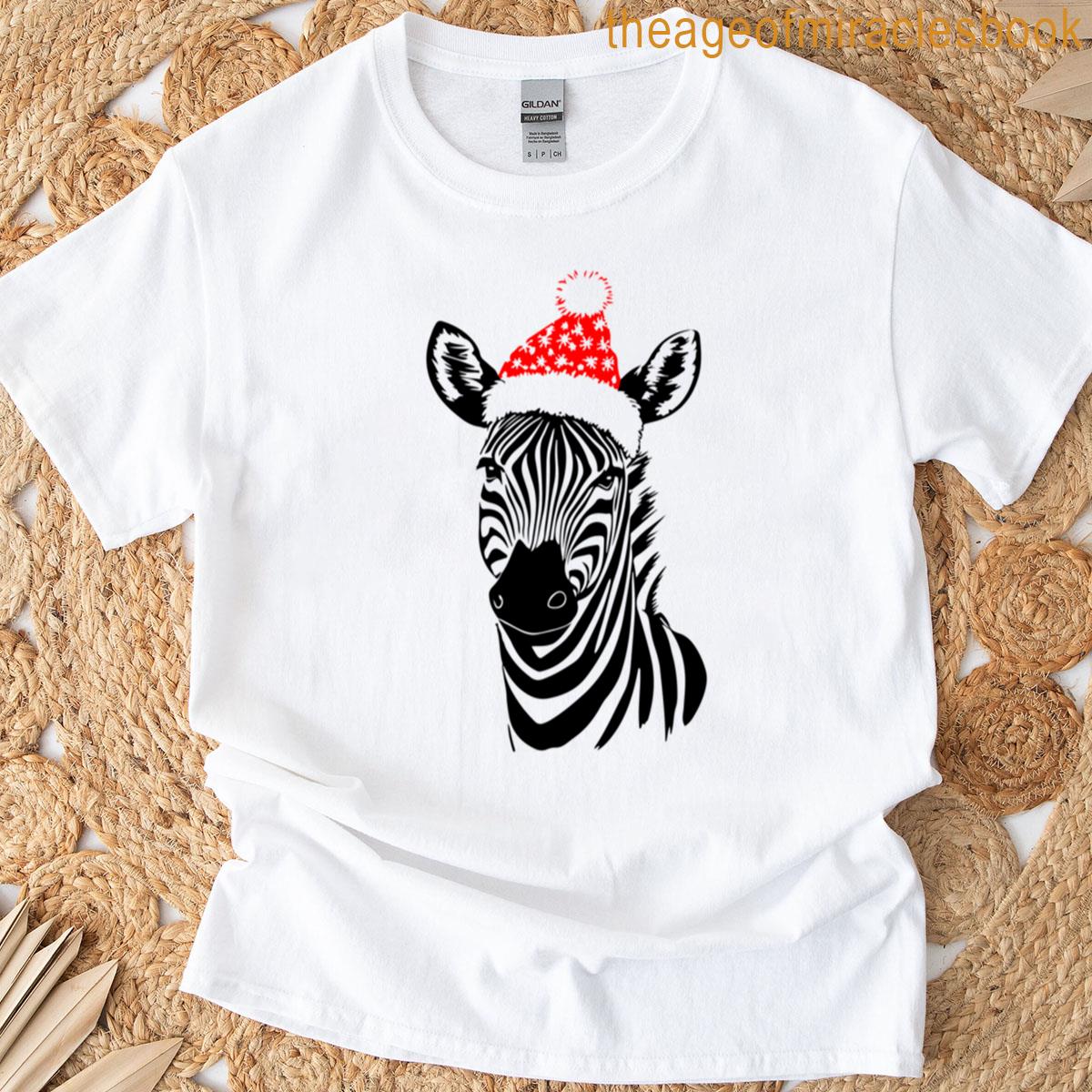 Zebra In Santa Hat T-shirt