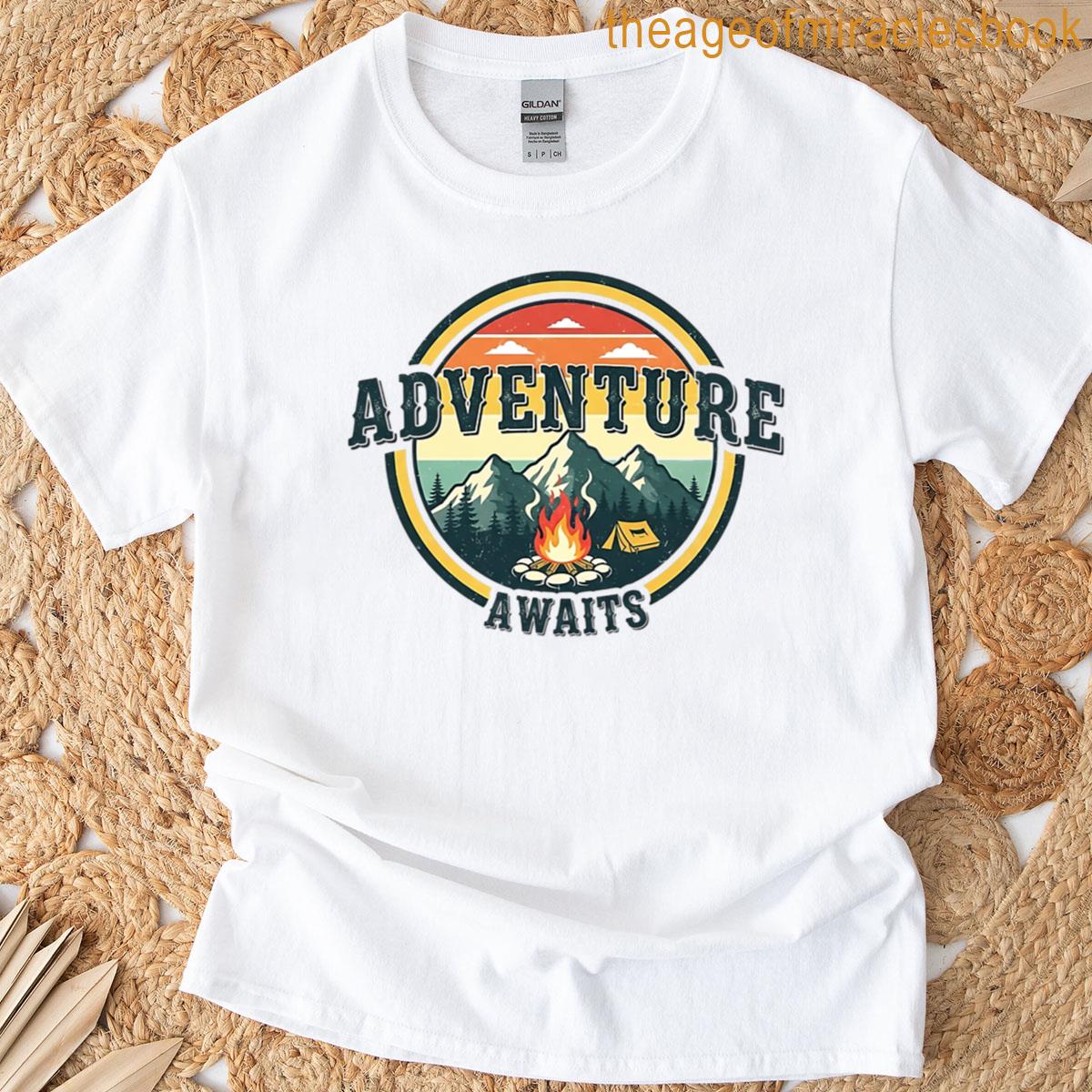 Adventure Awaits Camping Hiking And Mountain Retreat T-shirt