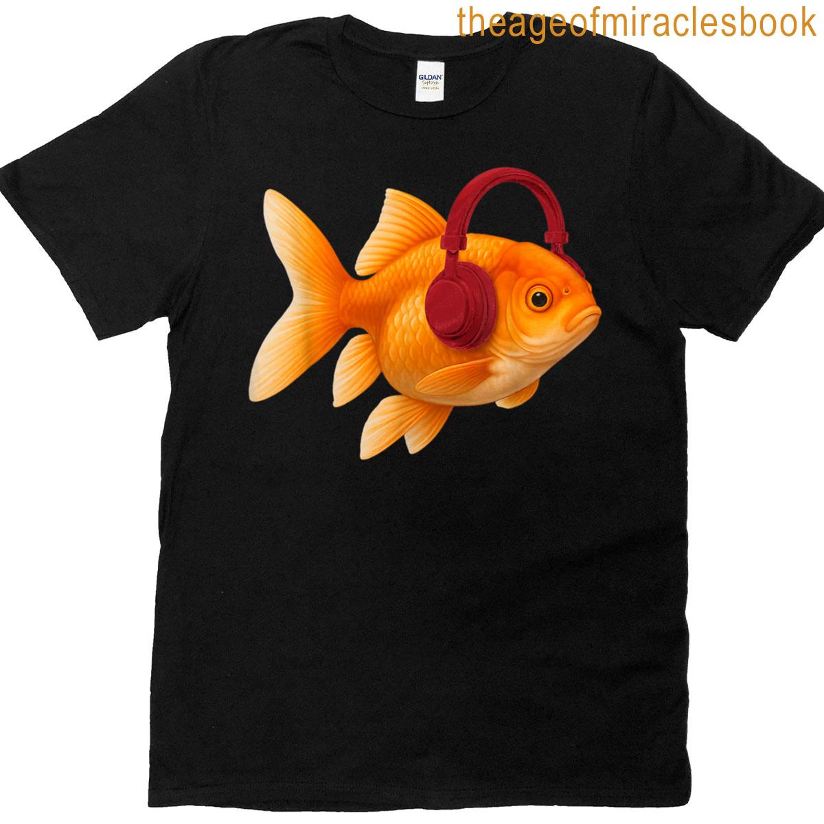 Fish Listening Music Lover Retro Vintage Musician T-shirt