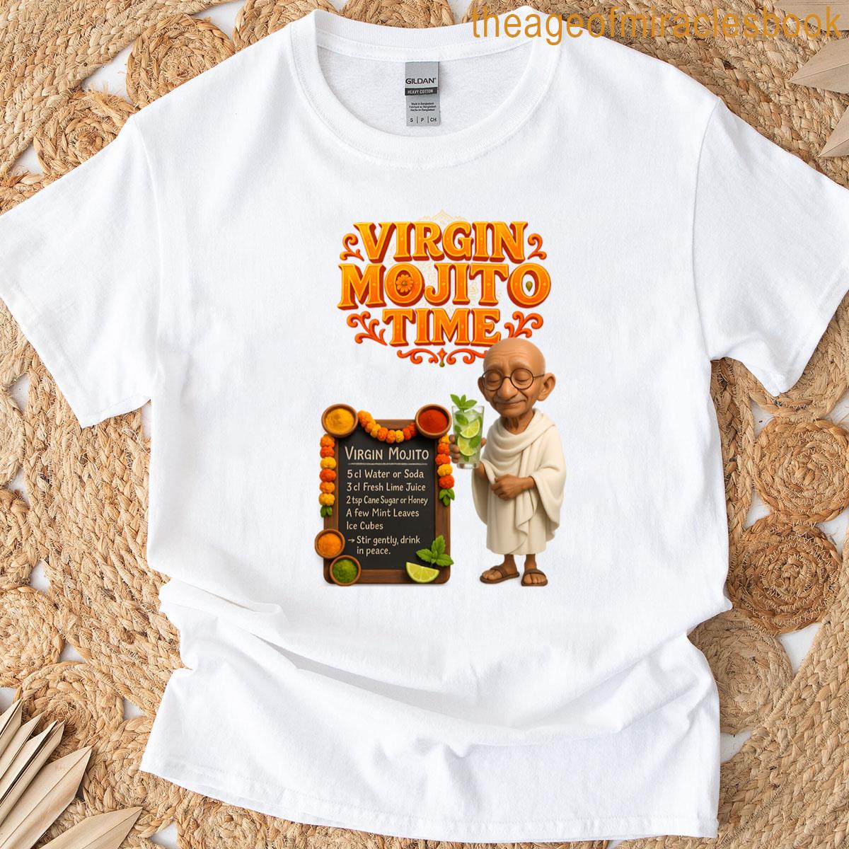 Virgin Mojito Time Retro Cocktail Poster Alcohol-free In Peace Style T-shirt