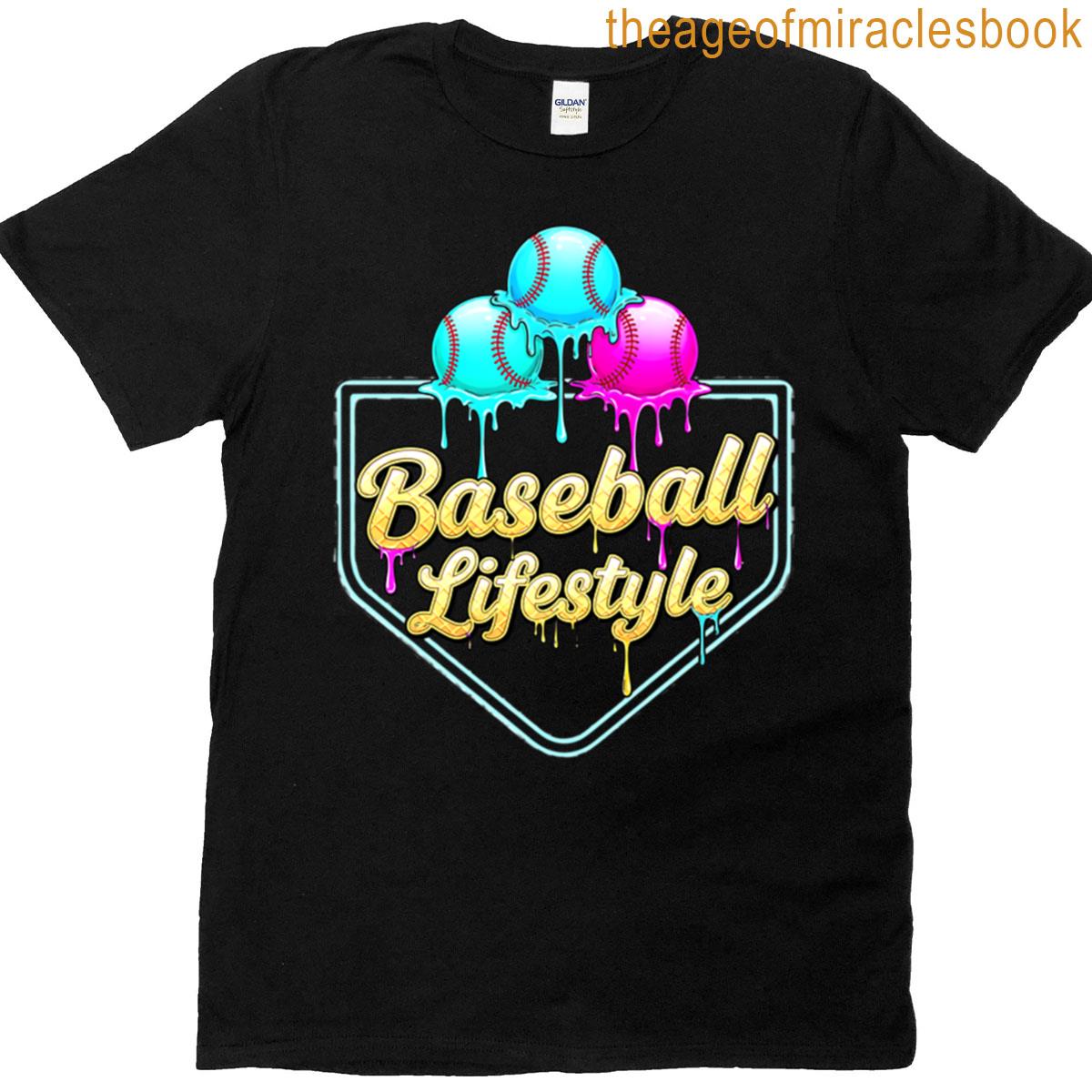 Baseball Lifestyle Home Plate Ice Cream Drip Men Boys Kids T-shirt