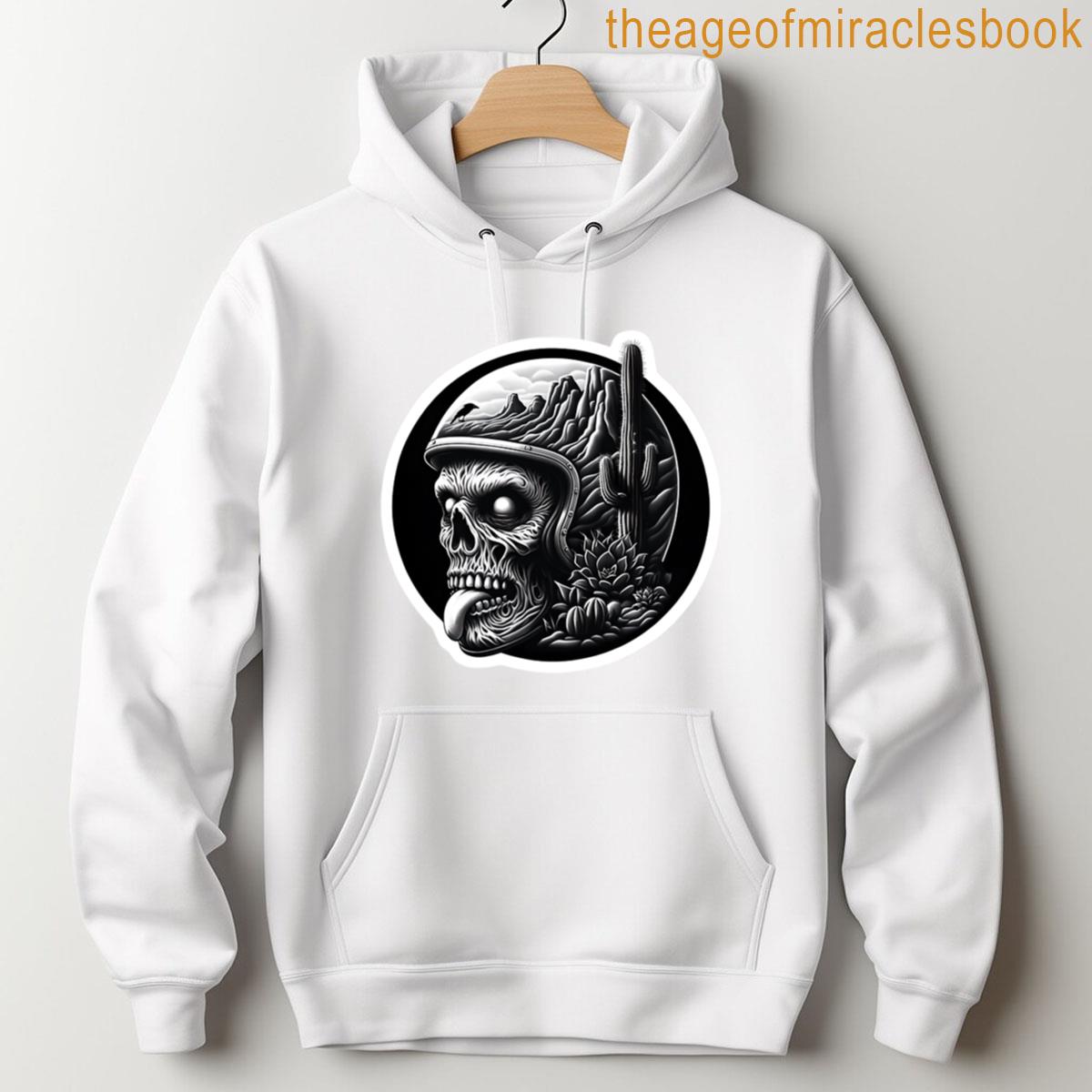 Alternative view of Zombie In Motorcycle Helmet With Desert Landscape Oversized T-shirt