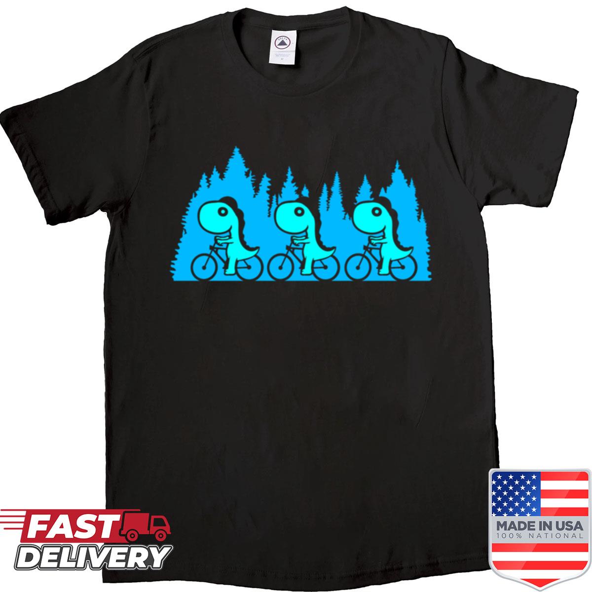 3 Dino Bicycle Bike Tour Rider Trees Nature Forest Team Shirt 3 Dino Bicycle Bike Tour Rider Trees Nature Forest Team Shirt