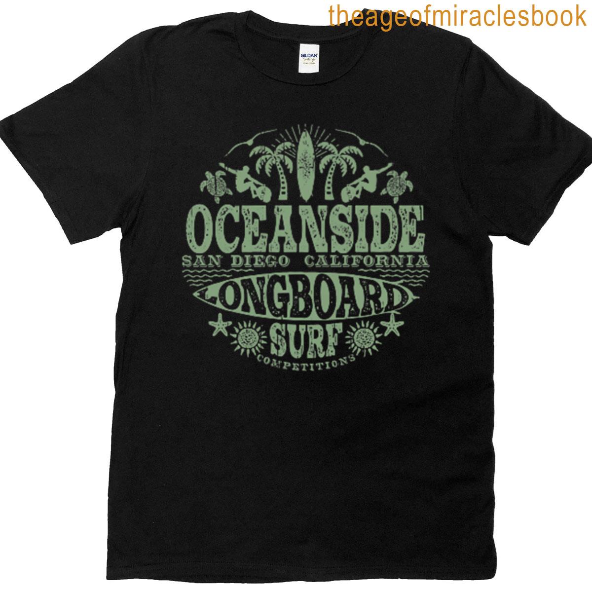2-sided Vintage Oceanside California Longboard Surfing Premium T-shirt