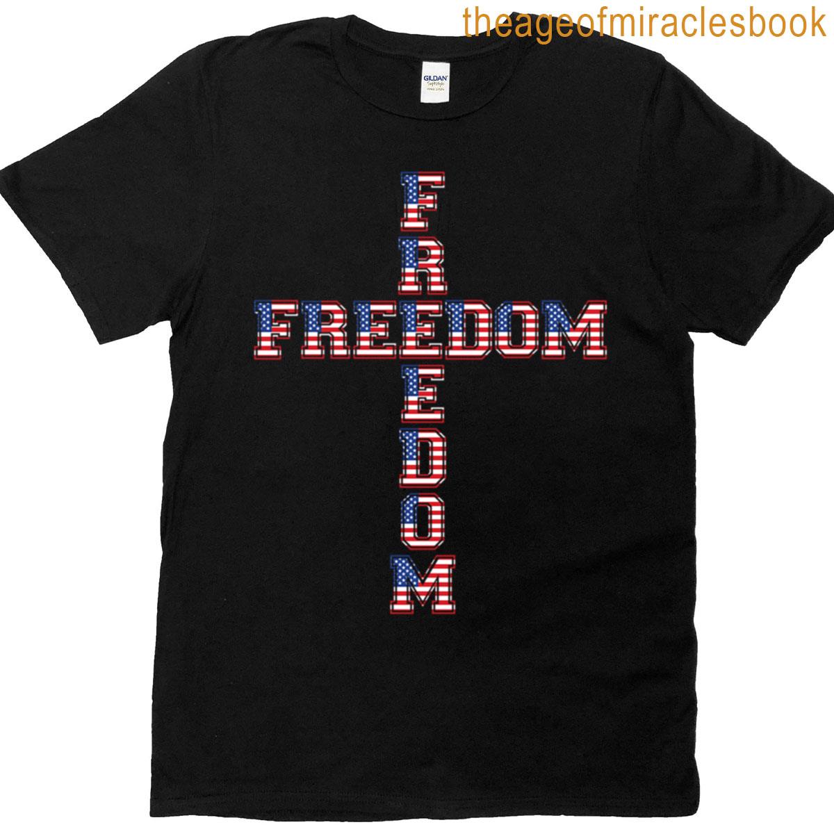 Freedom Cross Usa Flag Design Patriotic Protest Art T-shirt
