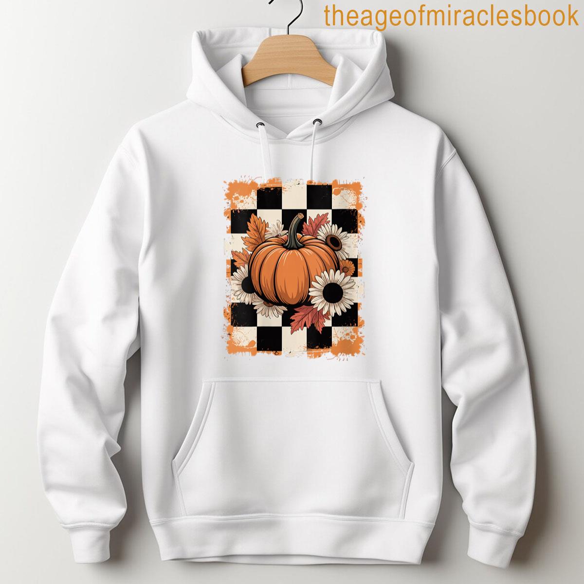 Alternative view of Womens Vintage Thanksgiving Floral Fall Pumpkin And Flowers Kids T-shirt