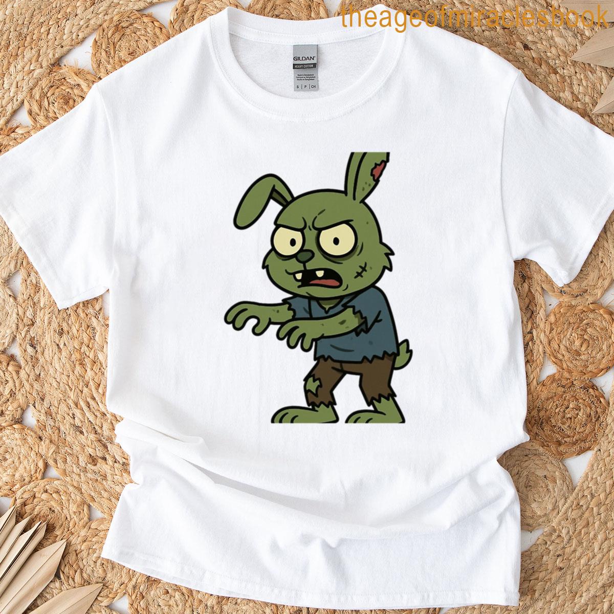 Zombie Rabbit With Torn Clothes Creepy Halloween Animal T-shirt