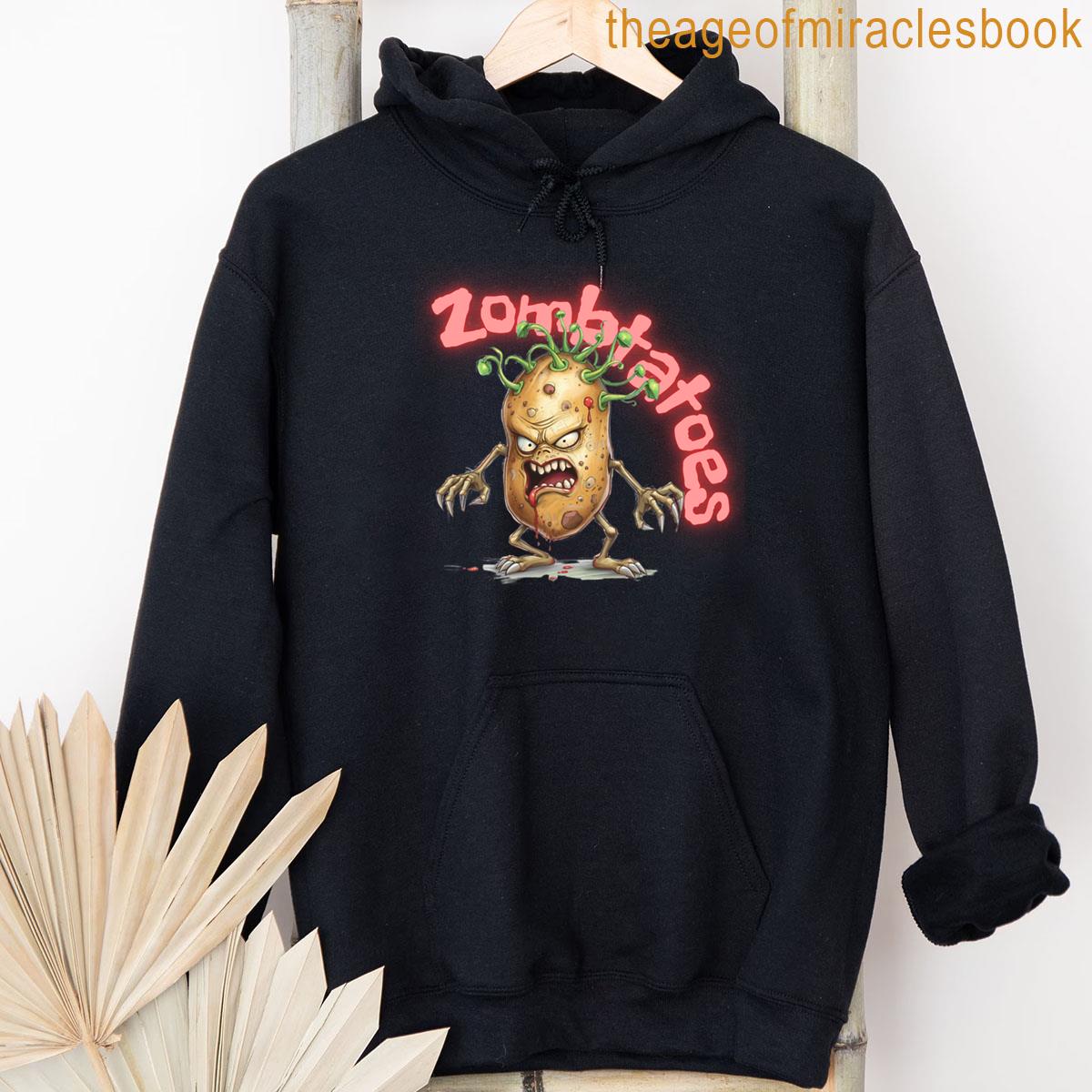 Alternative view of Zombtatoes Funny Zombie Potato Pun Halloween Design T-shirt