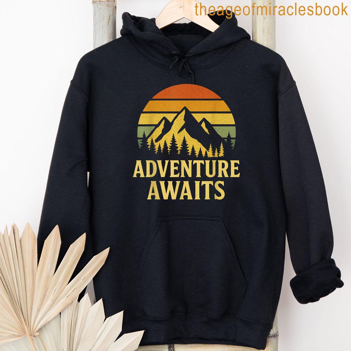 Alternative view of Adventure Awaits Vintage Mountain Hiking Outdoor T-shirt