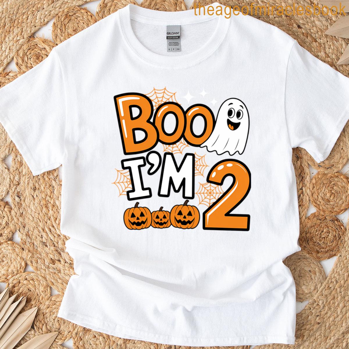 2nd Birthday Kids Boo Im 2 Two Yr Ghost Halloween T-shirt
