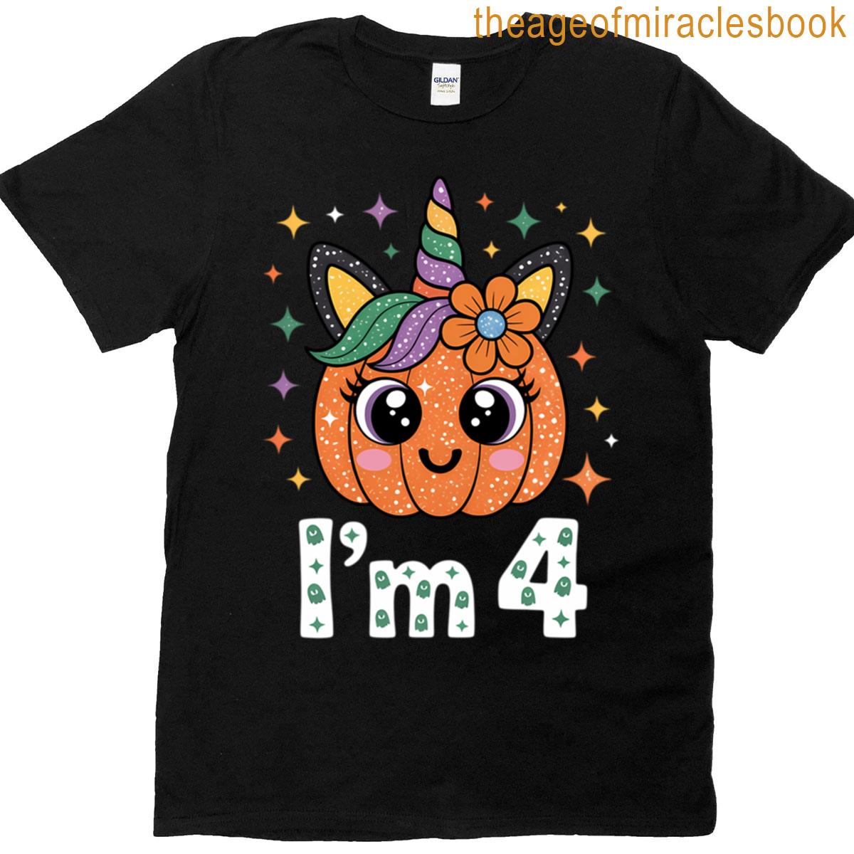 Years Old Unicorn Pumpkin Cute Design Birthday Halloween T-shirt
