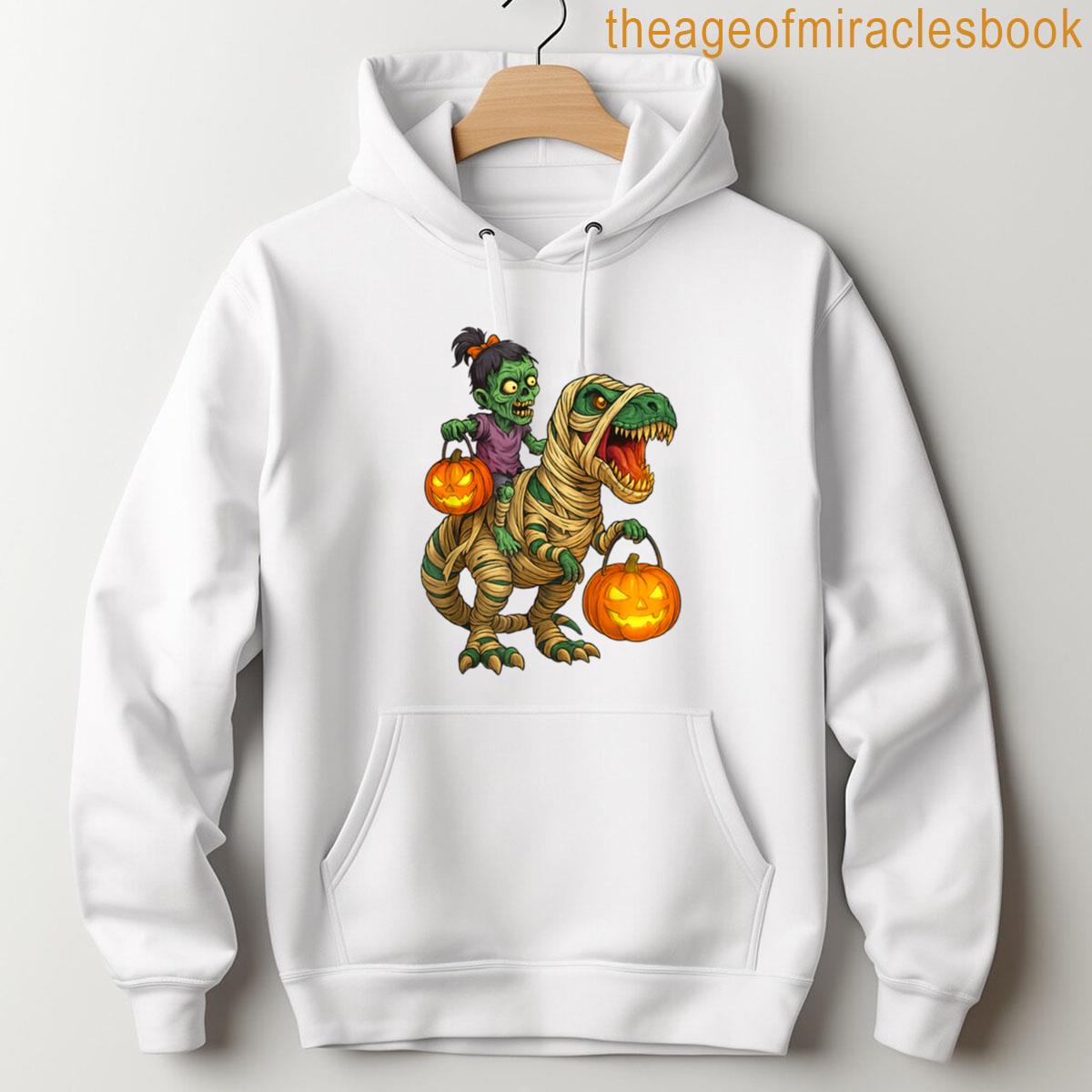Alternative view of Zombie Girl Riding Mummy T Rex Halloween Kids Trick Or Treat T-shirt