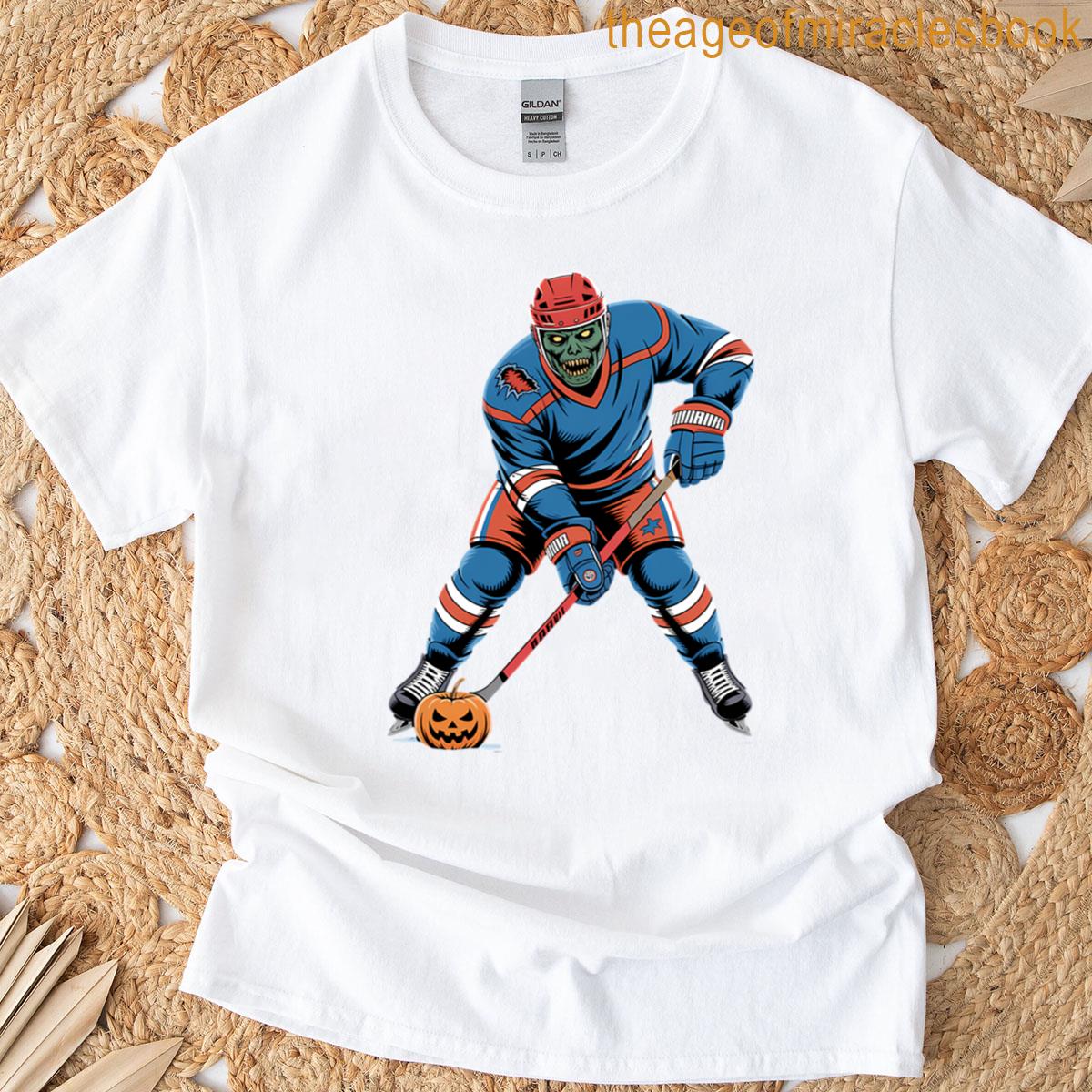 Zombie Ice Hockey Player Fun Halloween Scary T-shirt