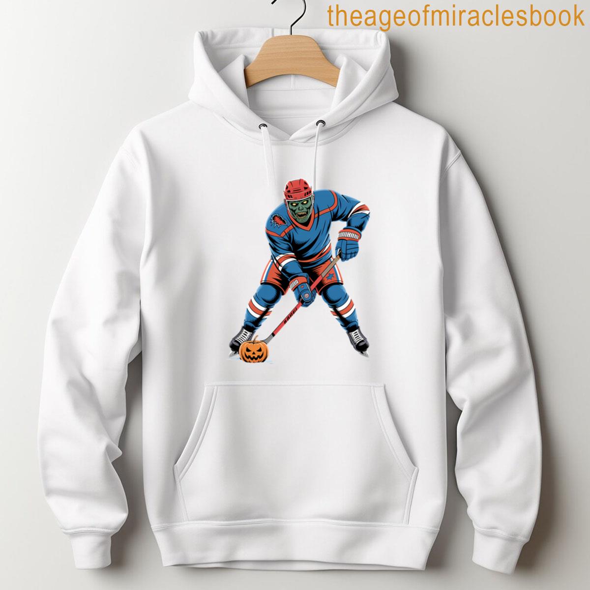 Alternative view of Zombie Ice Hockey Player Fun Halloween Scary T-shirt