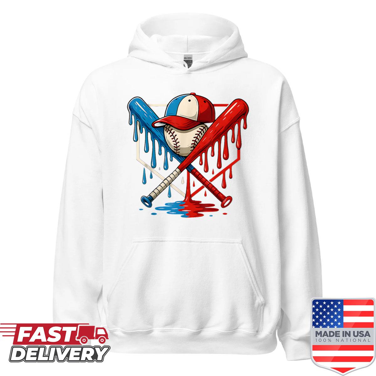 Alternative view of American Baseball Drip Graffiti Ball And Bat Shirt