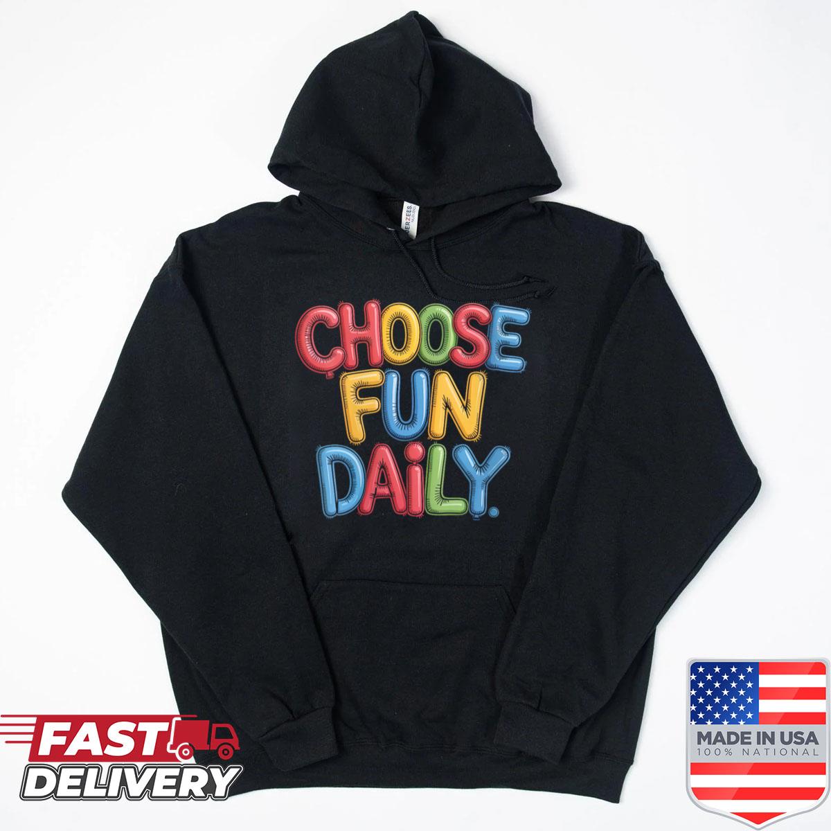 Alternative view of Womens Choose Fun Daily Balloon Letters Playful Typography Shirt