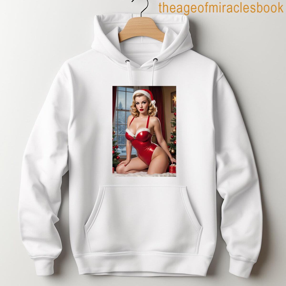 Alternative view of 1940s Holiday Pin Up Girl Vintage Christmas Stocking Cheesecake T-shirt