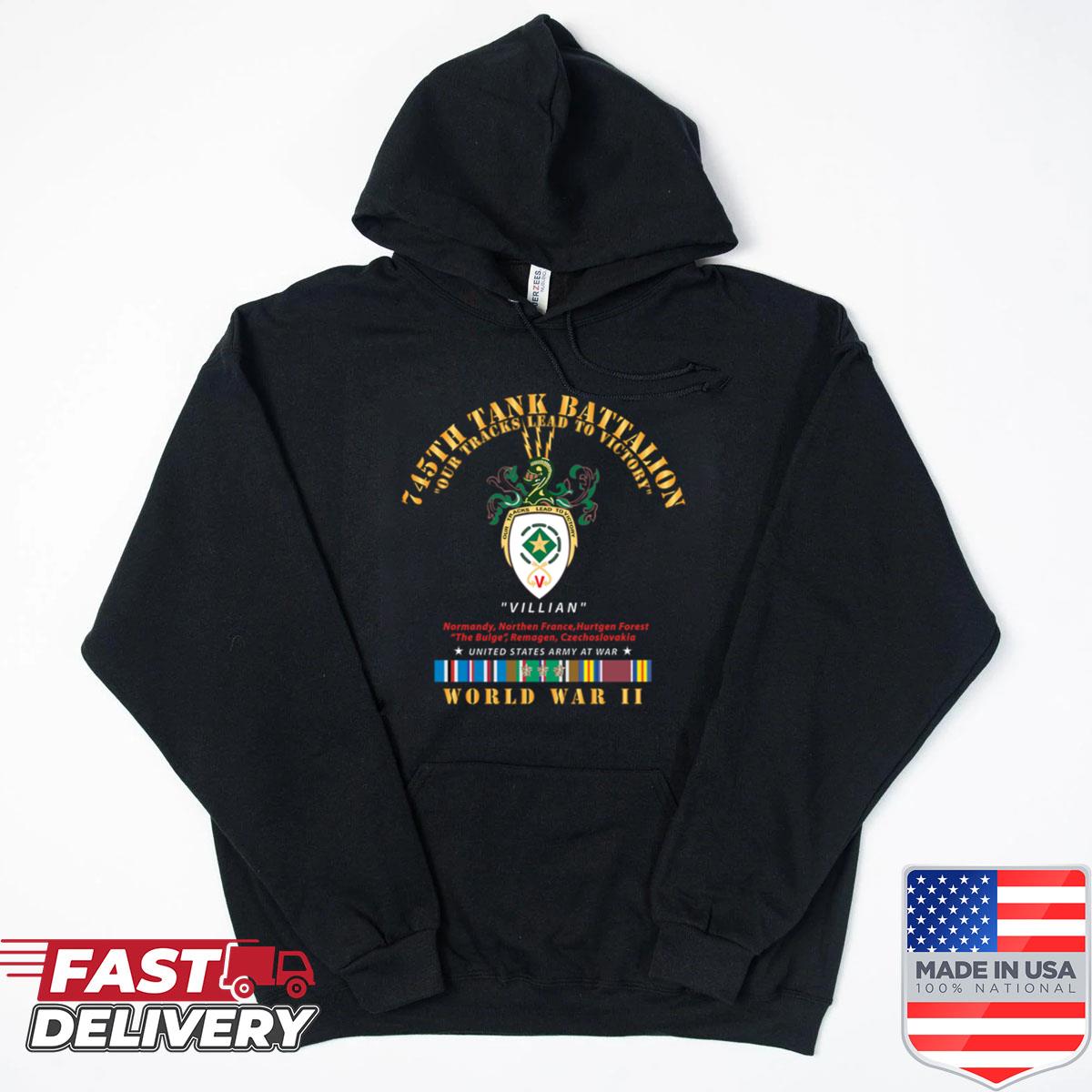 Alternative view of Army - 745th Tank Battalion W Crest Wwii Eu Svc Shirt