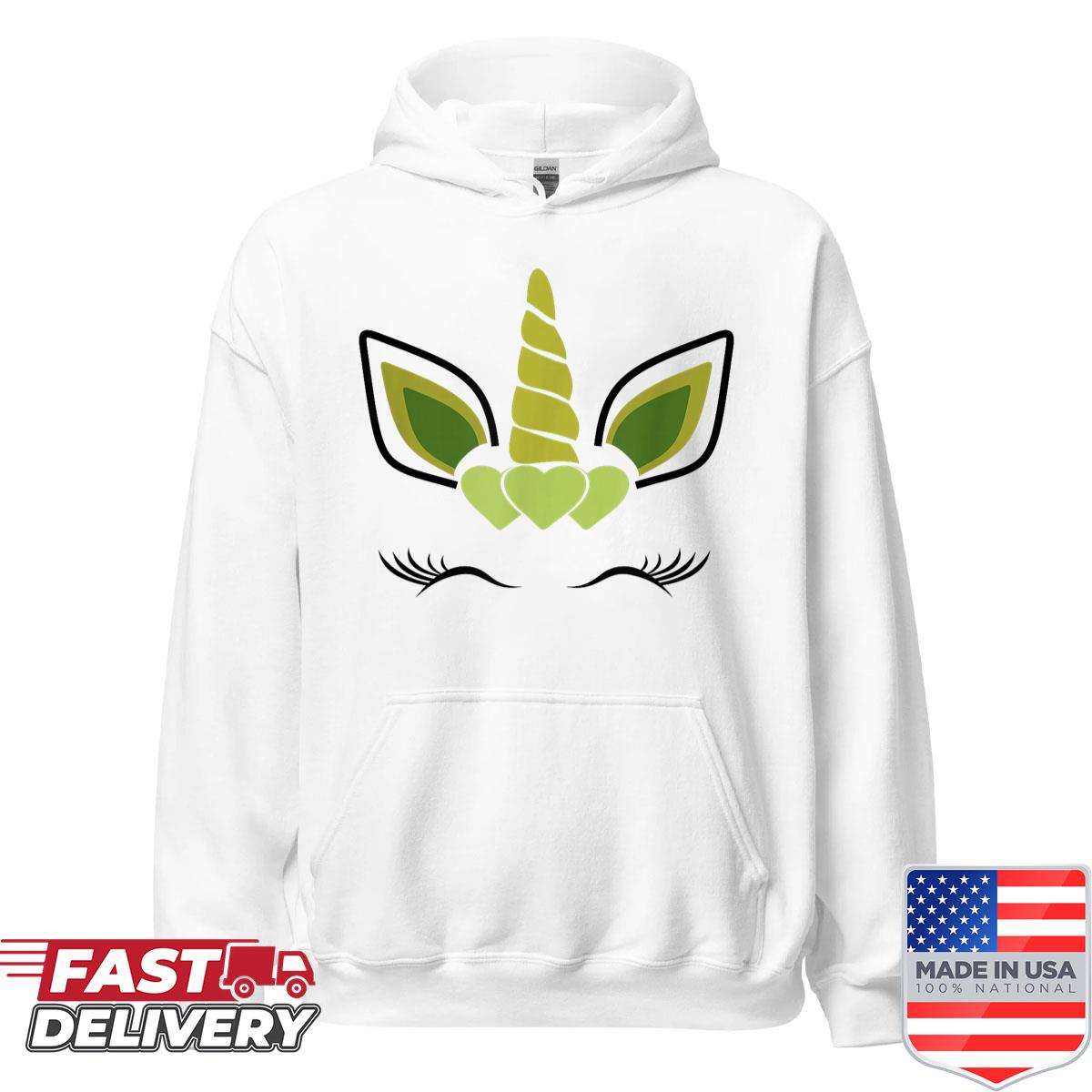Alternative view of Unicorn Face Eyelashes Smile Hearts St Patricks Day Shirt