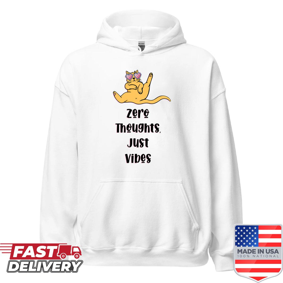Alternative view of Zero Thoughts Just Vibes Funny Cat Illustration With Sunglasses Premium Shirt