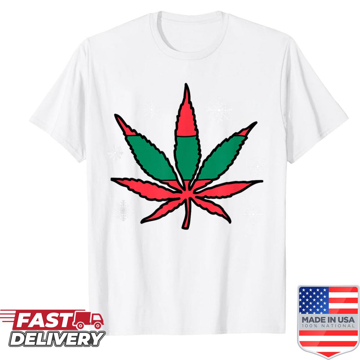 420 Funny Christmas And Holidays Marijuana Leaf Trendy Xmas Shirt