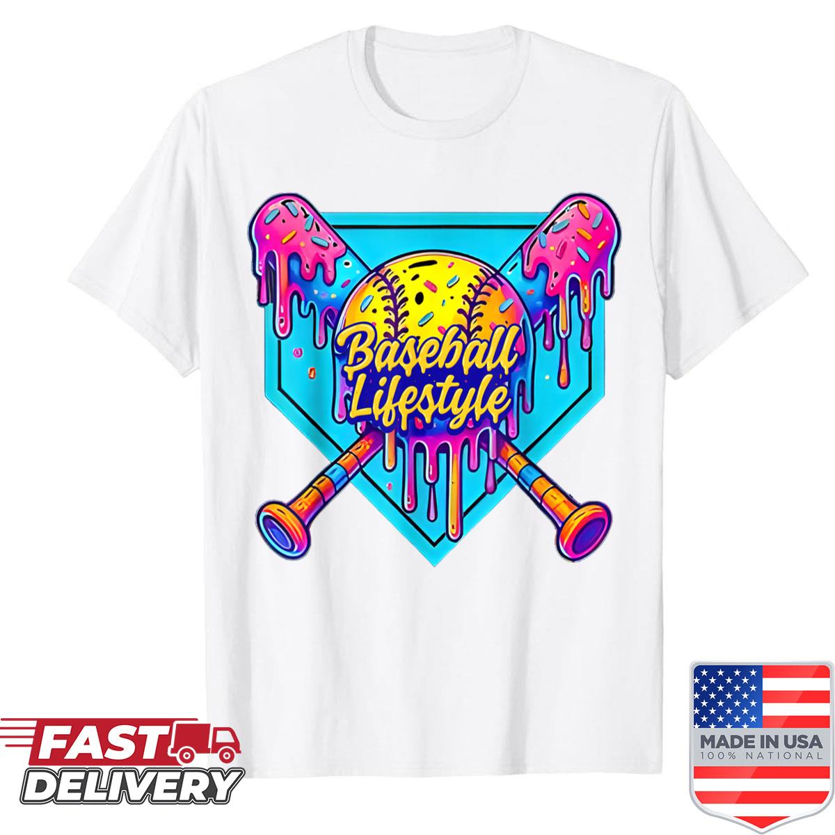 Baseball Lifestyle 101 Apparel Youth Baseball Drip Ice Cream Shirt