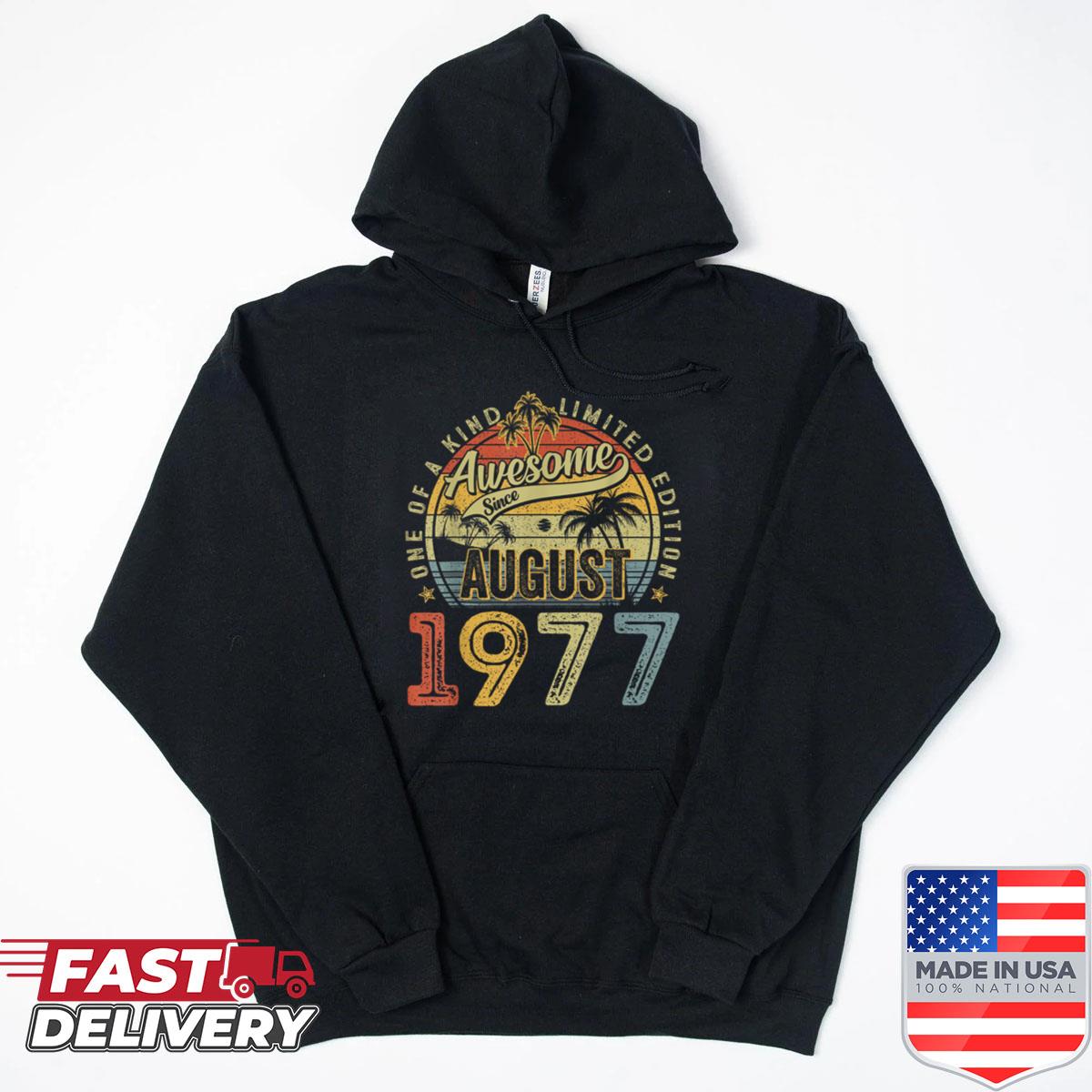 Alternative view of 48 Years Old Vintage August 1977 Retro 48th Birthday Men Dad Shirt