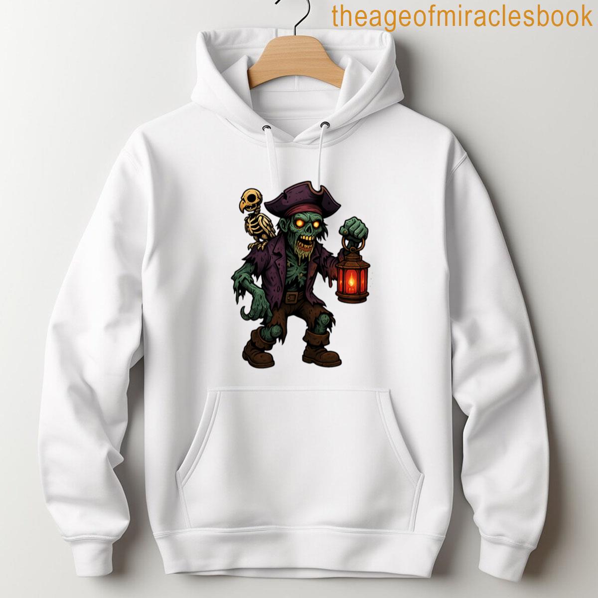 Alternative view of Zombie Pirate With Skeletal Parrot And Red Lantern T-shirt