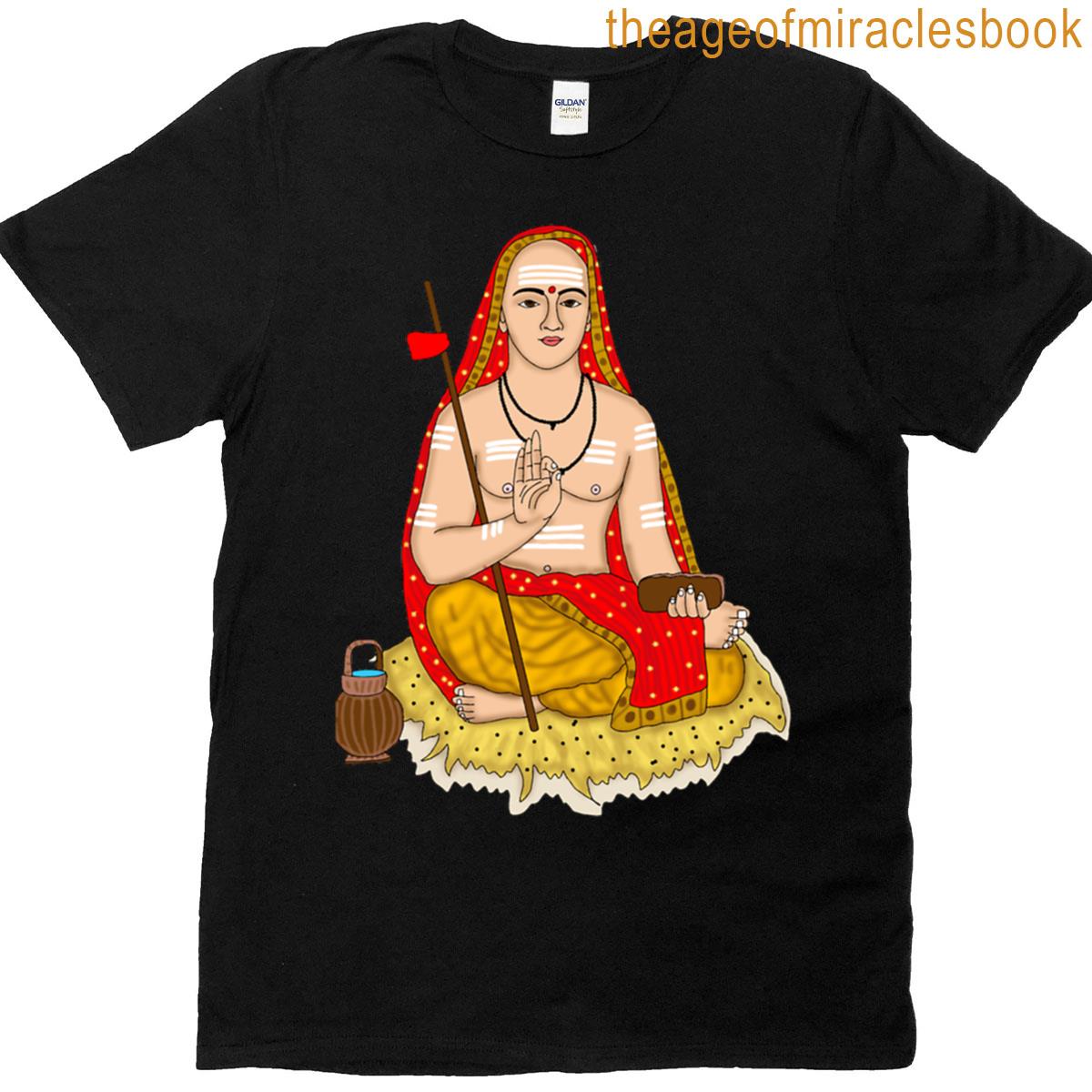 Adi Shankaracharya Digital Painting Hindu Philosopher Spiritual Artwork Vedanta Wall Art T-shirt