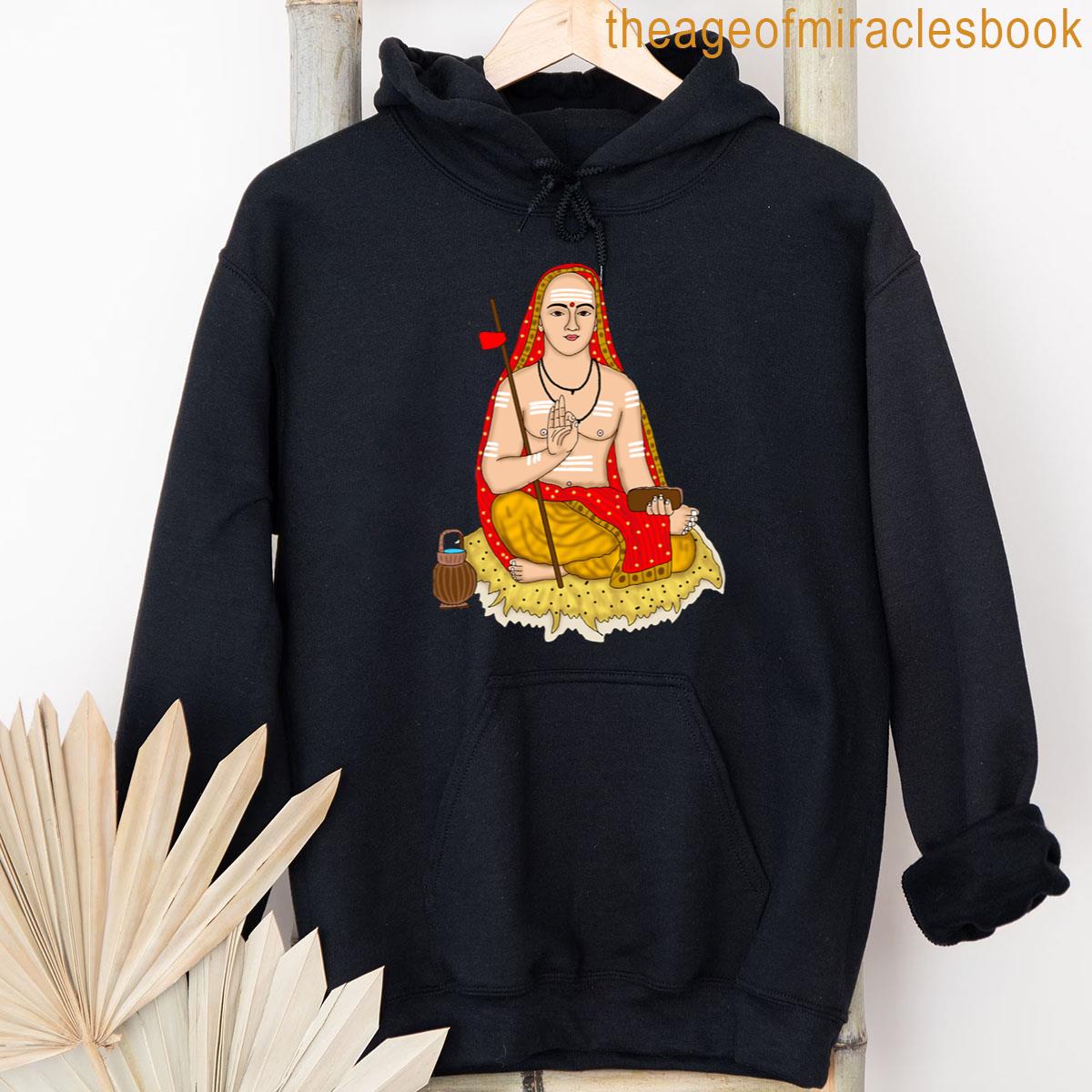 Alternative view of Adi Shankaracharya Digital Painting Hindu Philosopher Spiritual Artwork Vedanta Wall Art T-shirt