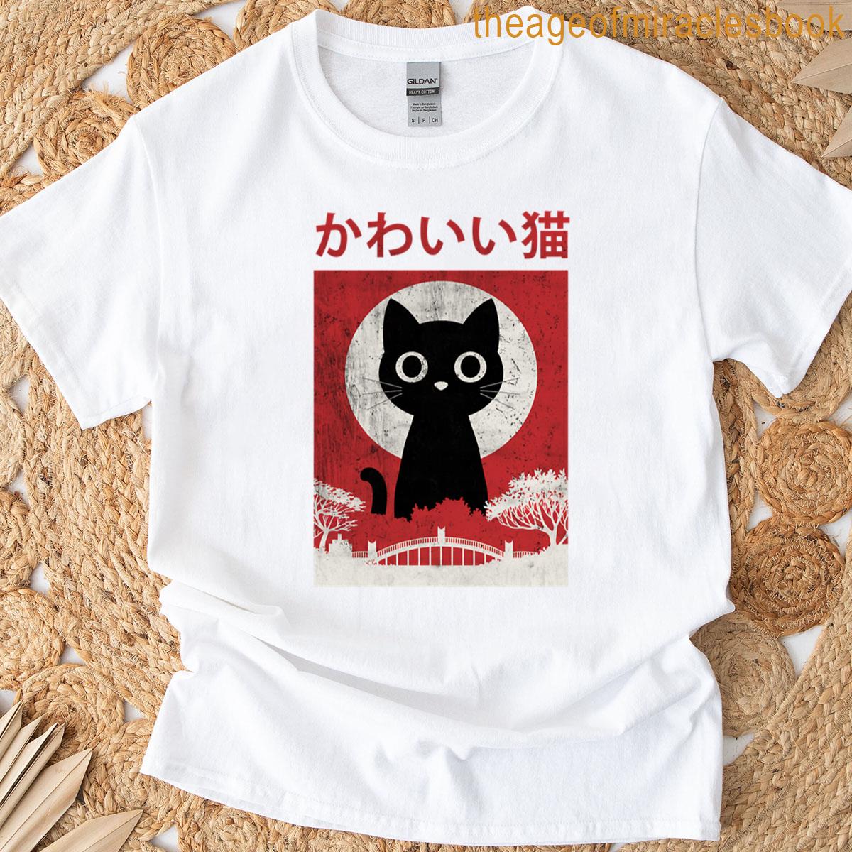 Vintage Kawaii Black Cat Anime Japanese Lifestyle For Men Women Kids T-shirt