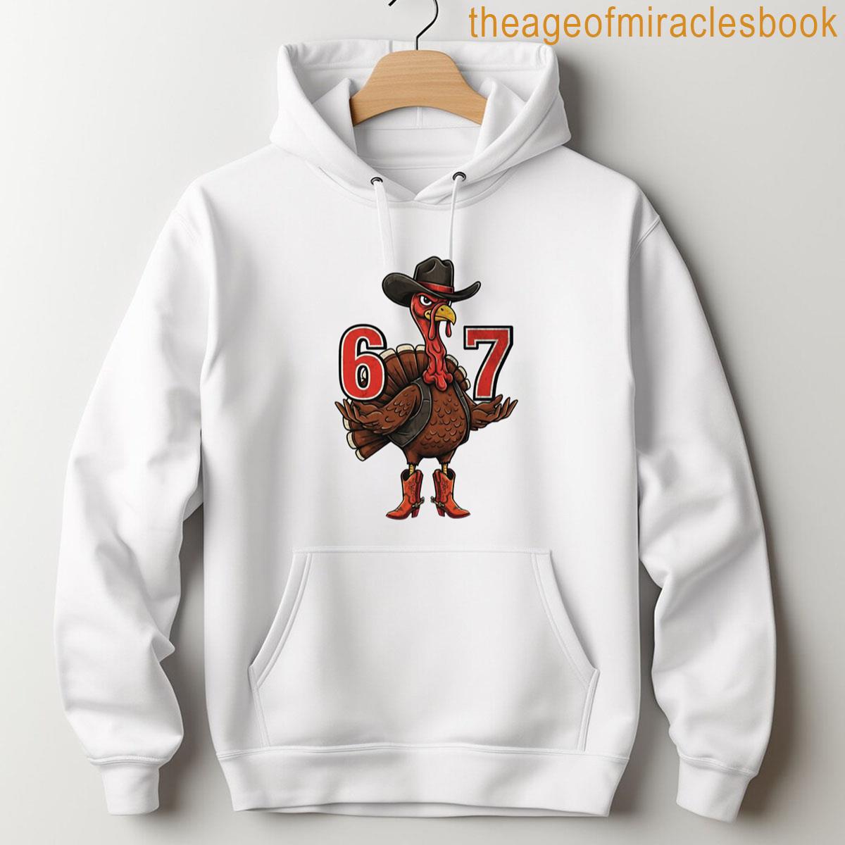 Alternative view of 67 Six Seven Cowboy Turkey Teacher Student Thanksgiving T-shirt